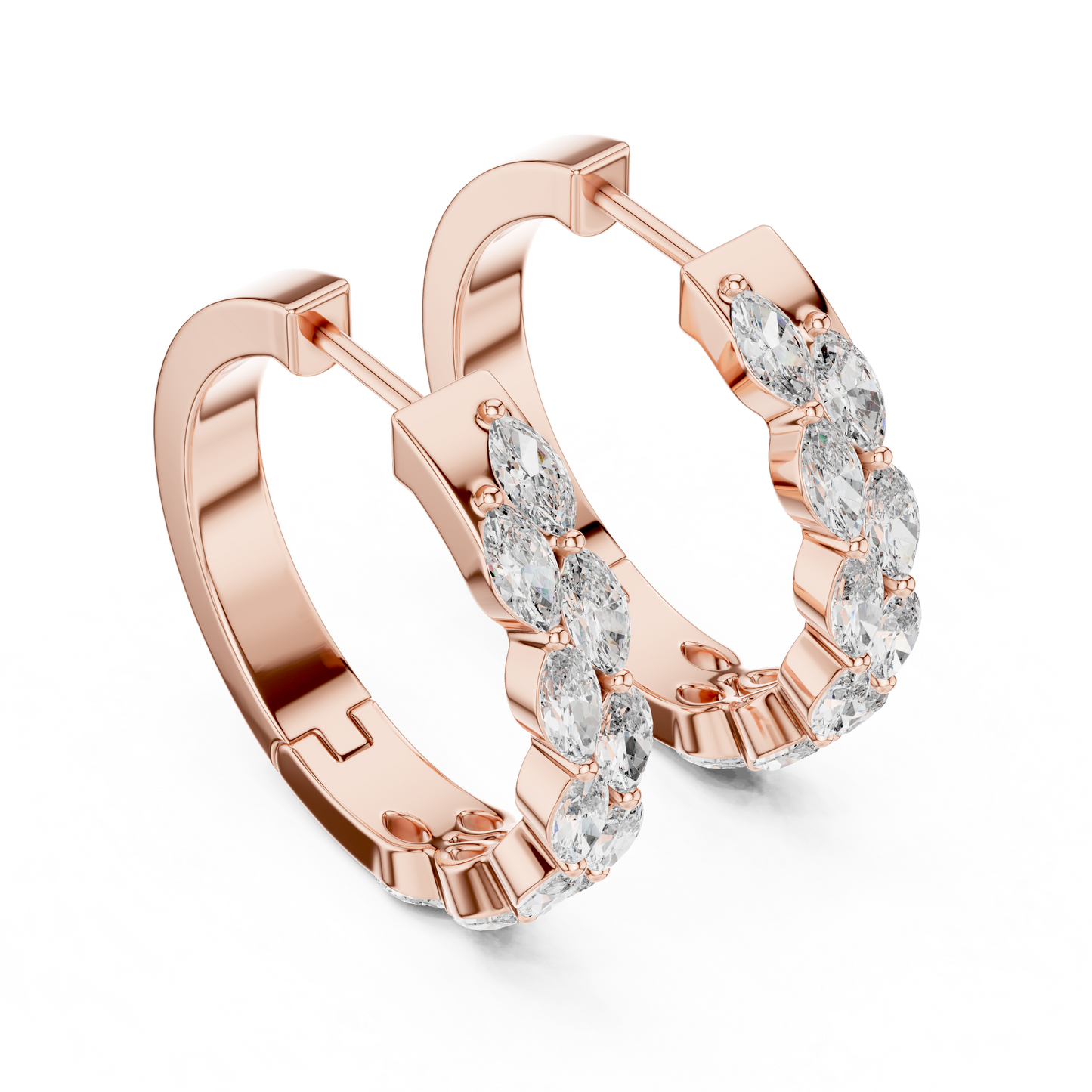 Pendientes Aro Diamante Marquise 1.60ctw en Córdoba, España | Diamante Creado en Laboratorio Color D Claridad VS | Oro 10K/18K, Plata y Platino