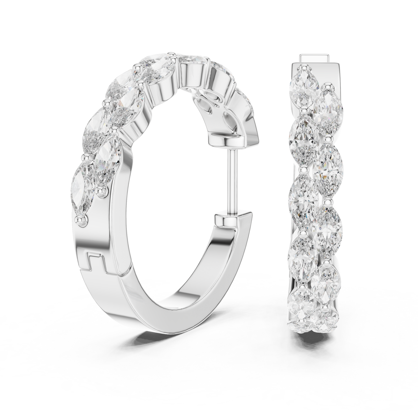 Pendientes Aro Diamante Marquise 1.60ctw en Córdoba, España | Diamante Creado en Laboratorio Color D Claridad VS | Oro 10K/18K, Plata y Platino