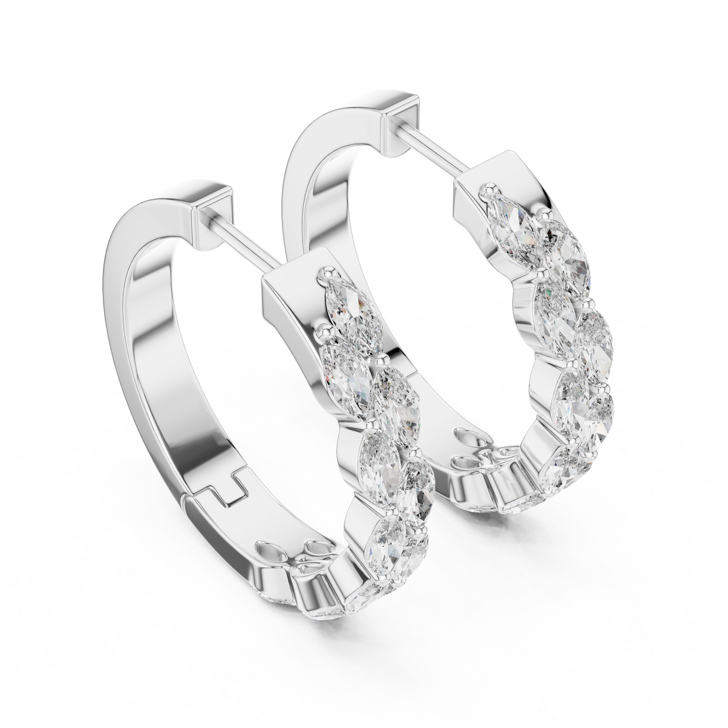 Pendientes Aro Diamante Marquise 1.60ctw en Córdoba, España | Diamante Creado en Laboratorio Color D Claridad VS | Oro 10K/18K, Plata y Platino