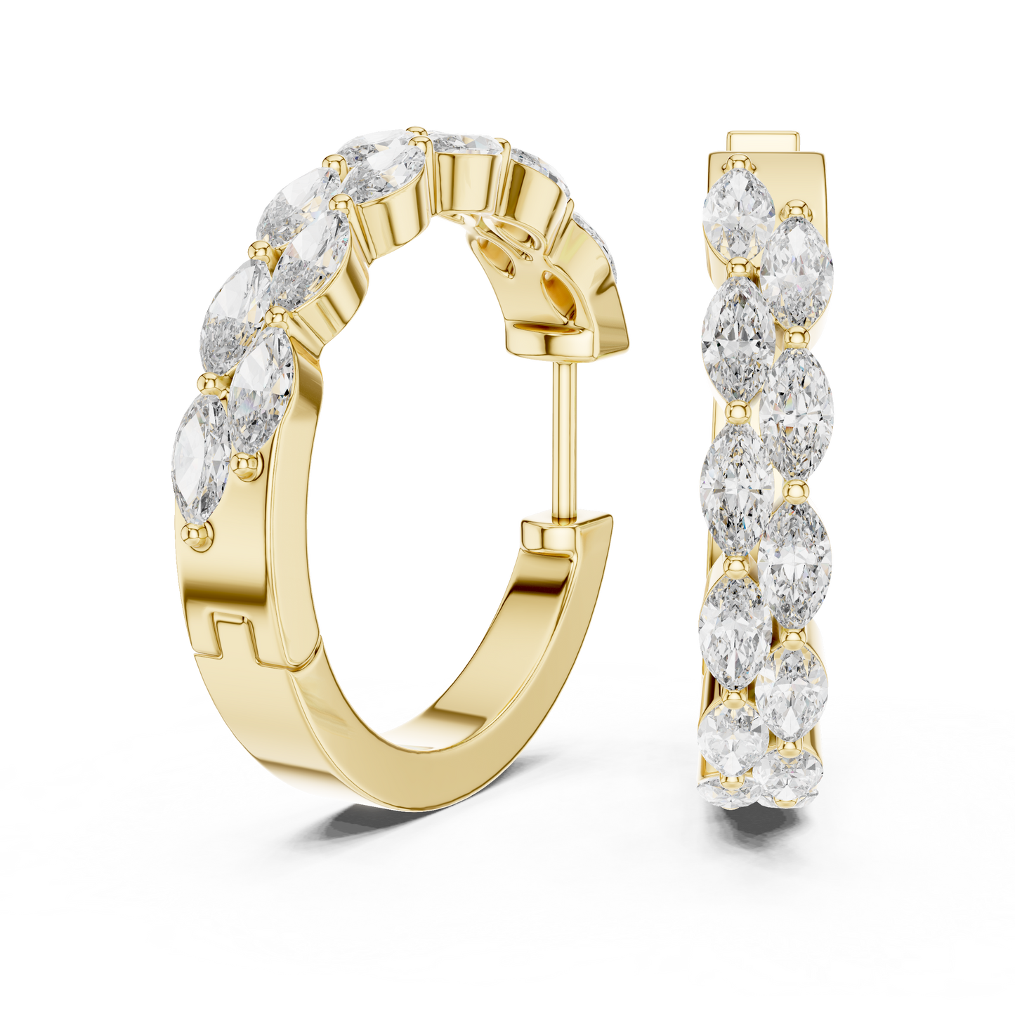 Pendientes Aro Diamante Marquise 1.60ctw en Córdoba, España | Diamante Creado en Laboratorio Color D Claridad VS | Oro 10K/18K, Plata y Platino
