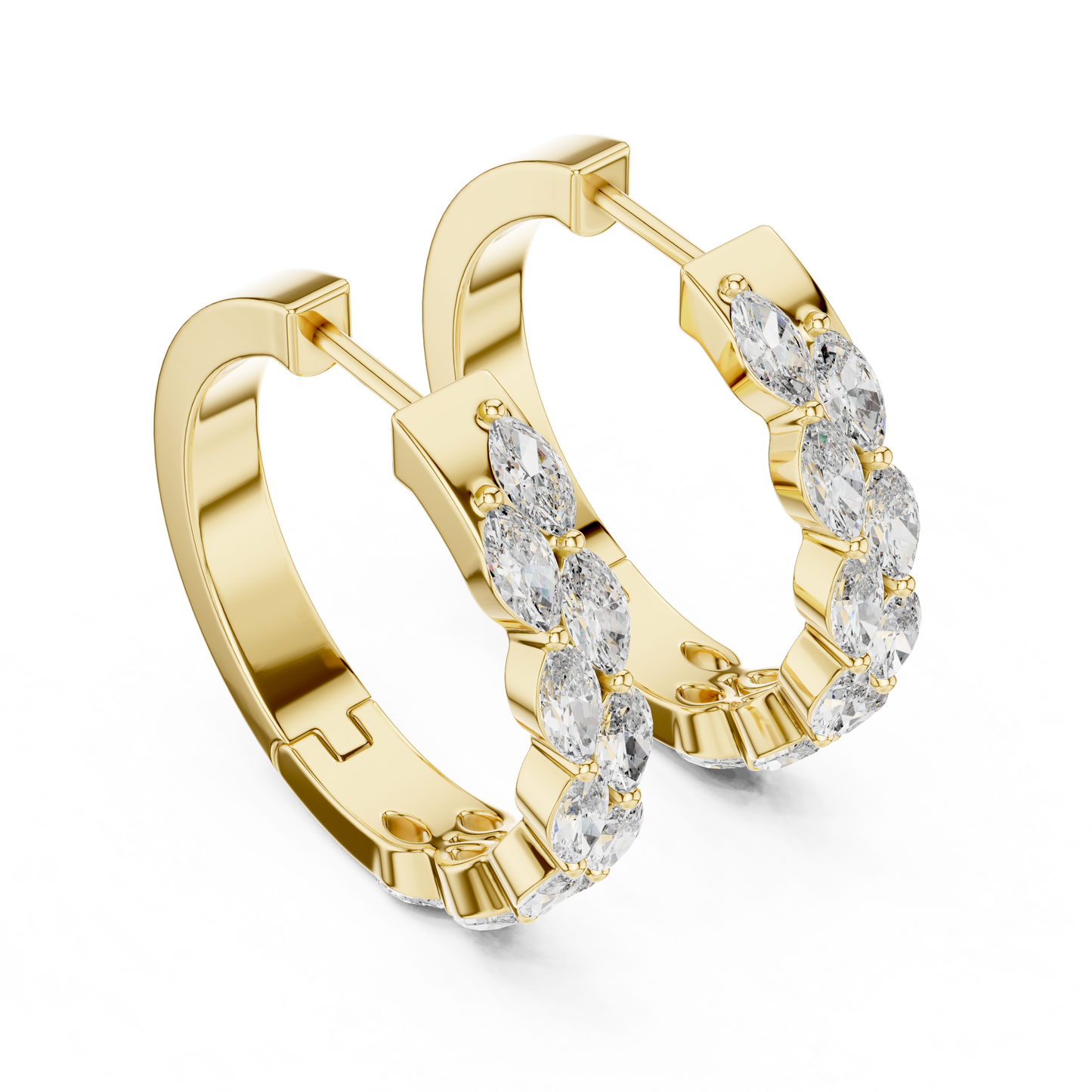 Pendientes Aro Diamante Marquise 1.60ctw en Córdoba, España | Diamante Creado en Laboratorio Color D Claridad VS | Oro 10K/18K, Plata y Platino