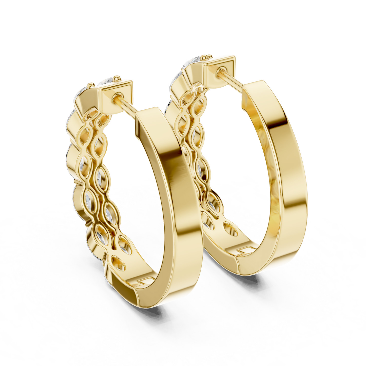 Pendientes Aro Diamante Marquise 1.60ctw en Córdoba, España | Diamante Creado en Laboratorio Color D Claridad VS | Oro 10K/18K, Plata y Platino