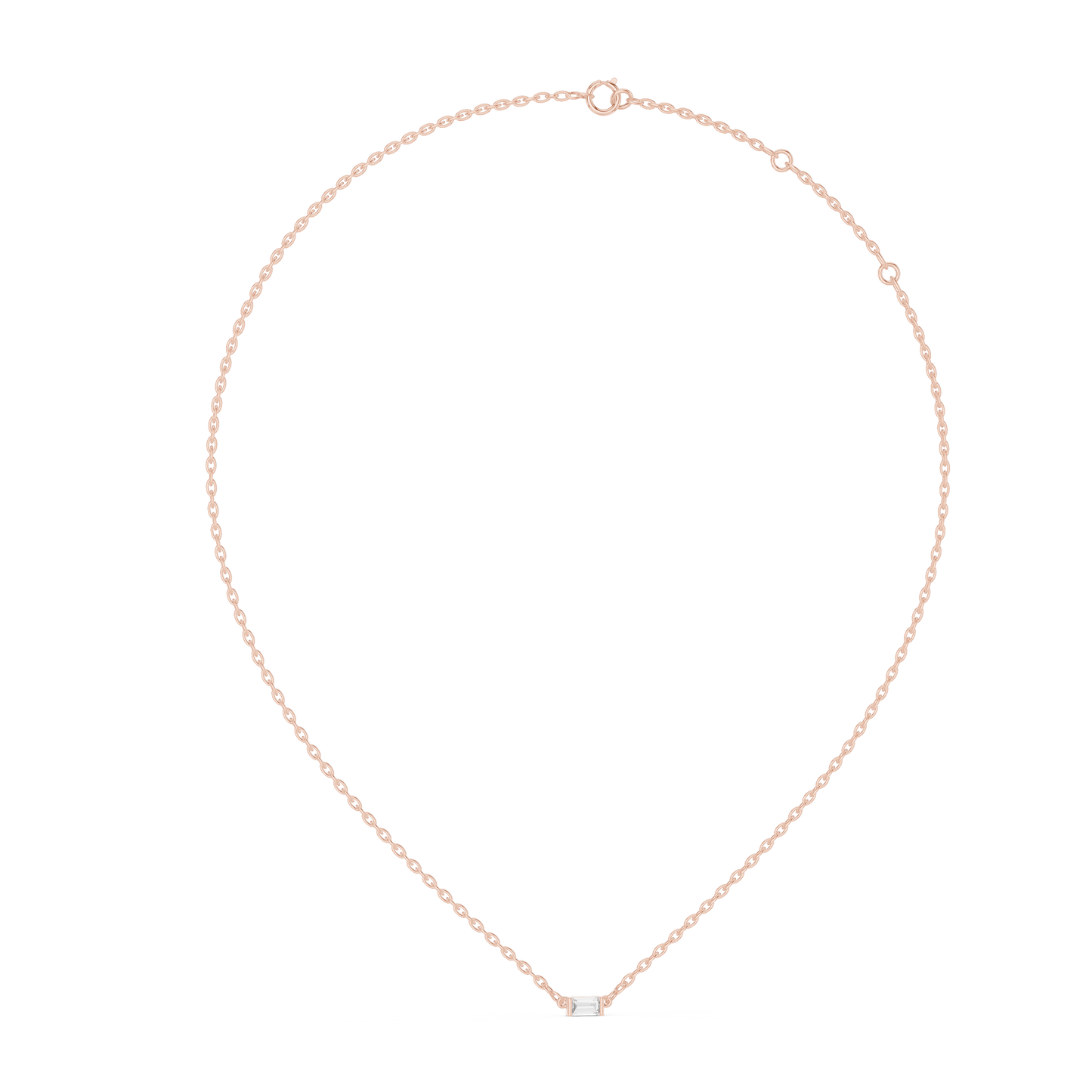 Collar Solitario Corte Esmeralda 0.31ct en Córdoba, España| Diamante Creado en Laboratorio, Color D, Claridad VS | Oro 10K/18K, Plata y Platino (Disponible en Longitudes de 40 cm, 45 cm y 50 cm)