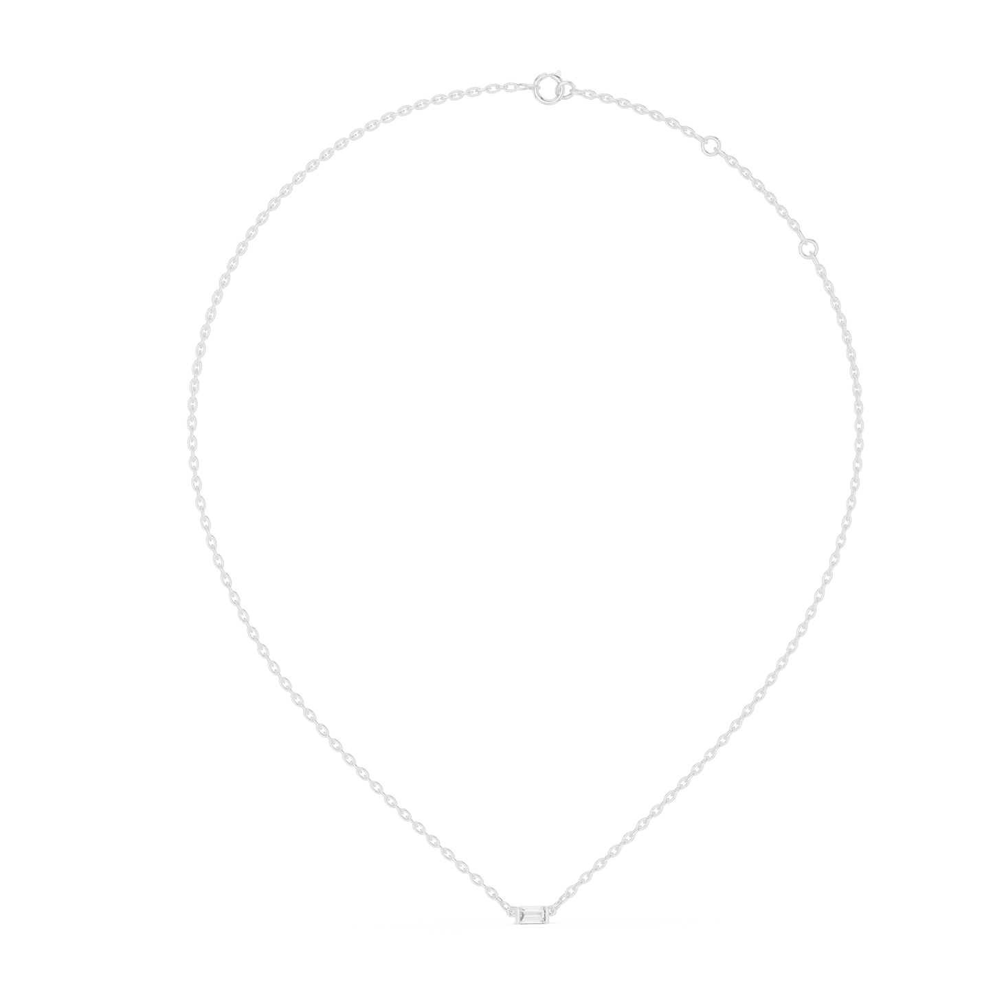 Collar Solitario Corte Esmeralda 0.31ct en Córdoba, España| Diamante Creado en Laboratorio, Color D, Claridad VS | Oro 10K/18K, Plata y Platino (Disponible en Longitudes de 40 cm, 45 cm y 50 cm)