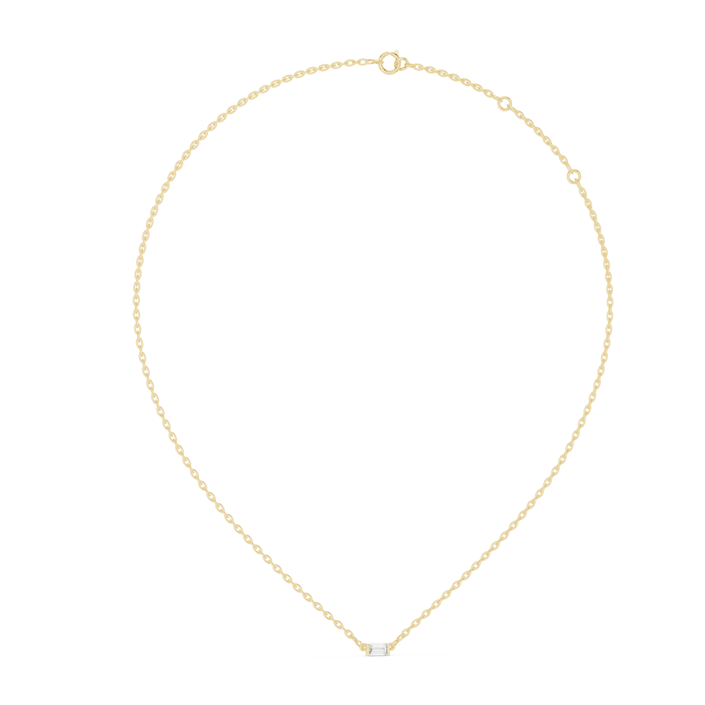 Collar Solitario Corte Esmeralda 0.31ct en Córdoba, España| Diamante Creado en Laboratorio, Color D, Claridad VS | Oro 10K/18K, Plata y Platino (Disponible en Longitudes de 40 cm, 45 cm y 50 cm)
