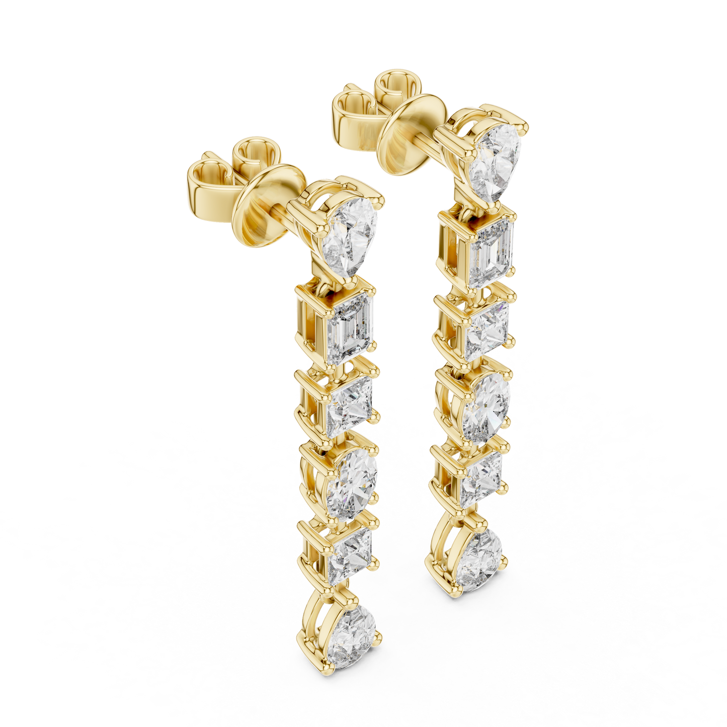 Pendientes Colgantes Diamante Multiforma 2.78ctw | Corte Princess, Pera, Oval y Esmeralda | Diamante Creado en Laboratorio Color D Claridad VS | Oro 10K/18K, Plata y Platino