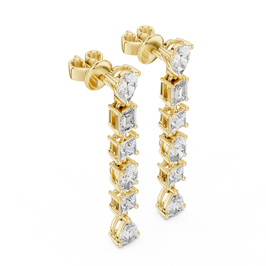 Pendientes Colgantes Diamante Multiforma 2.78ctw en Córdoba, España | Corte Princess, Pera, Oval y Esmeralda | Diamante Creado en Laboratorio Color D Claridad VS | Oro 10K/18K, Plata y Platino