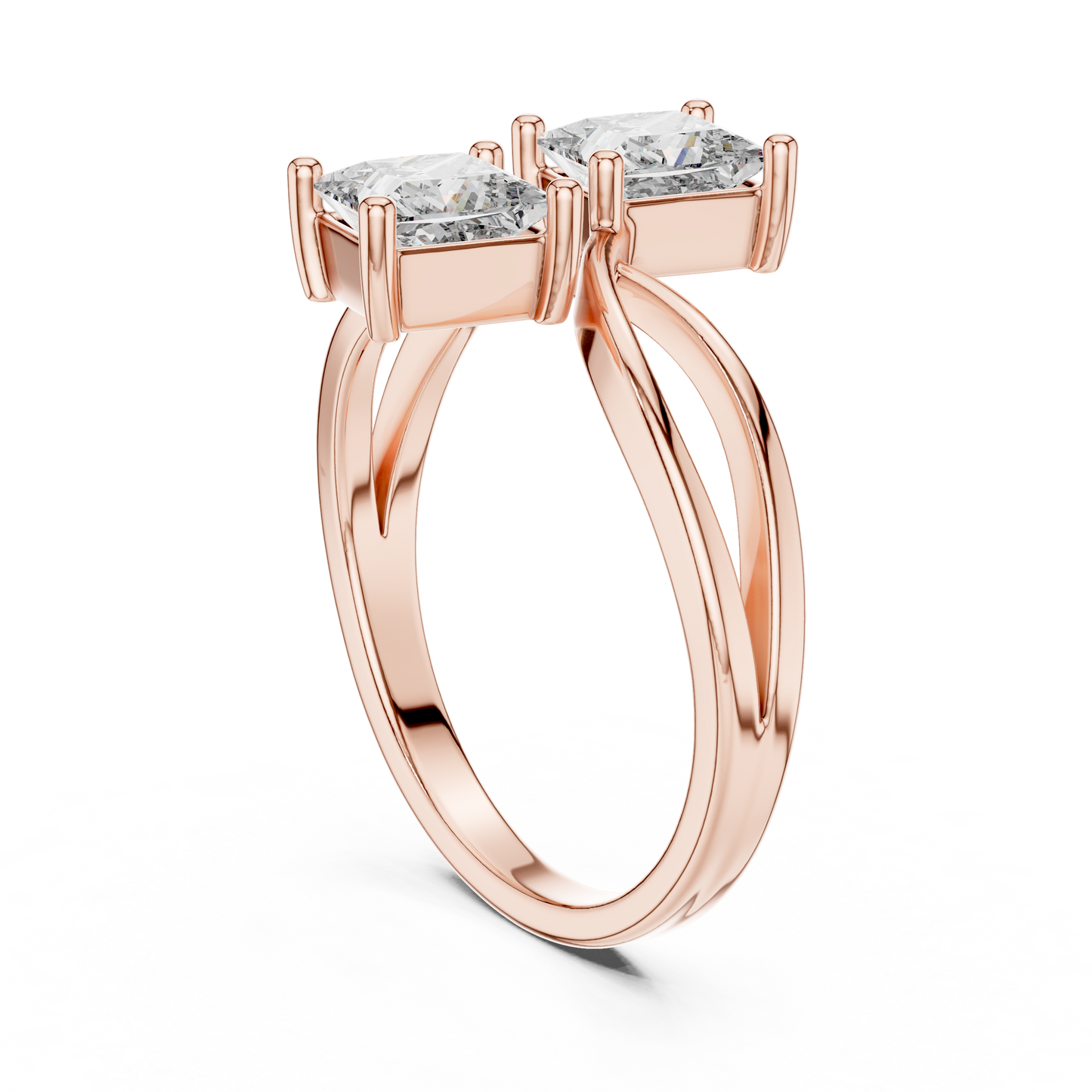 Anillo Toi et Moi Doble Corte Princesa 1.30ctw en Córdoba, España | Diamantes Creados en Laboratorio Color D Claridad VS | Oro 10K/18K, Plata y Platino (Tallas Disponibles 8-20)