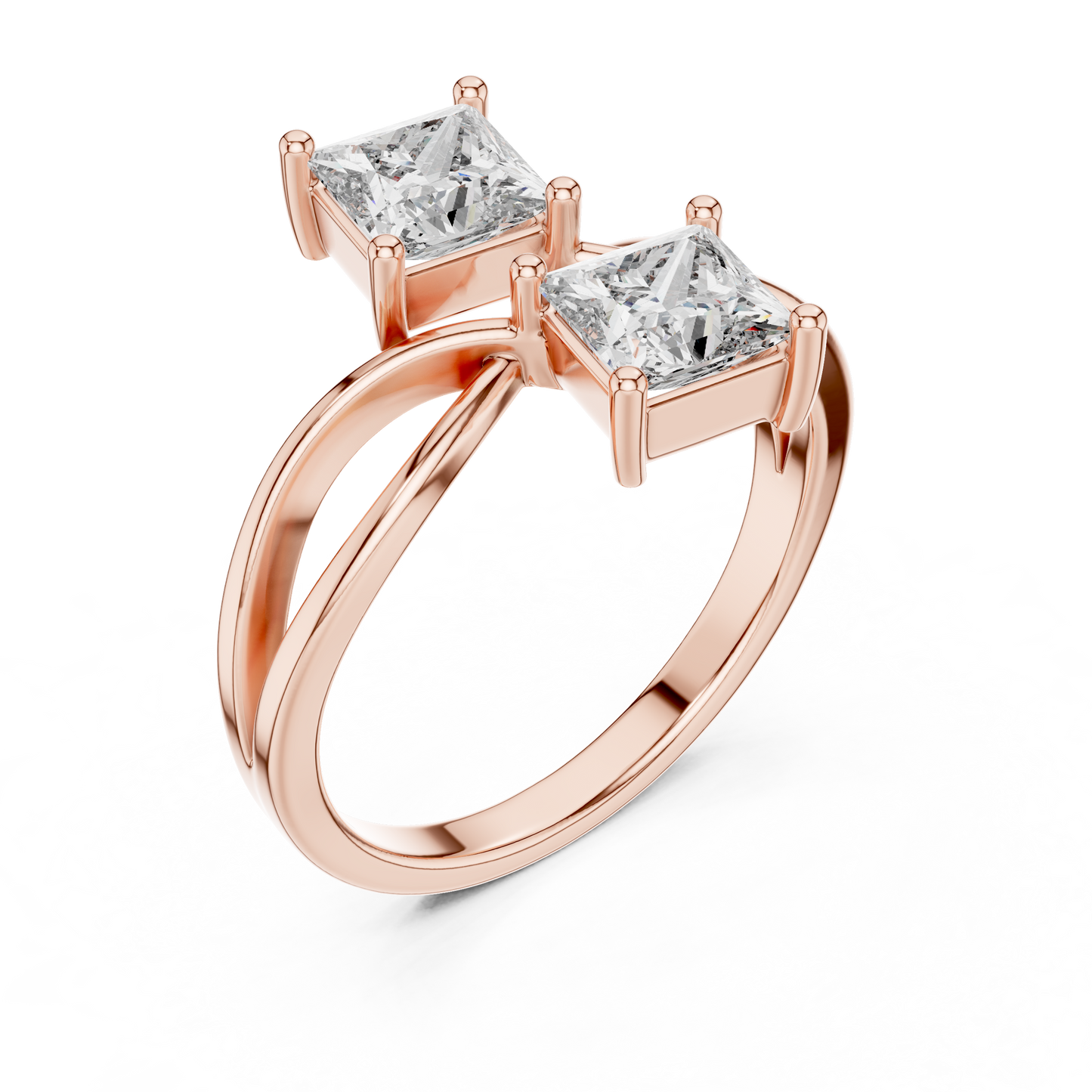 Anillo Toi et Moi Doble Corte Princesa 1.30ctw en Córdoba, España | Diamantes Creados en Laboratorio Color D Claridad VS | Oro 10K/18K, Plata y Platino (Tallas Disponibles 8-20)
