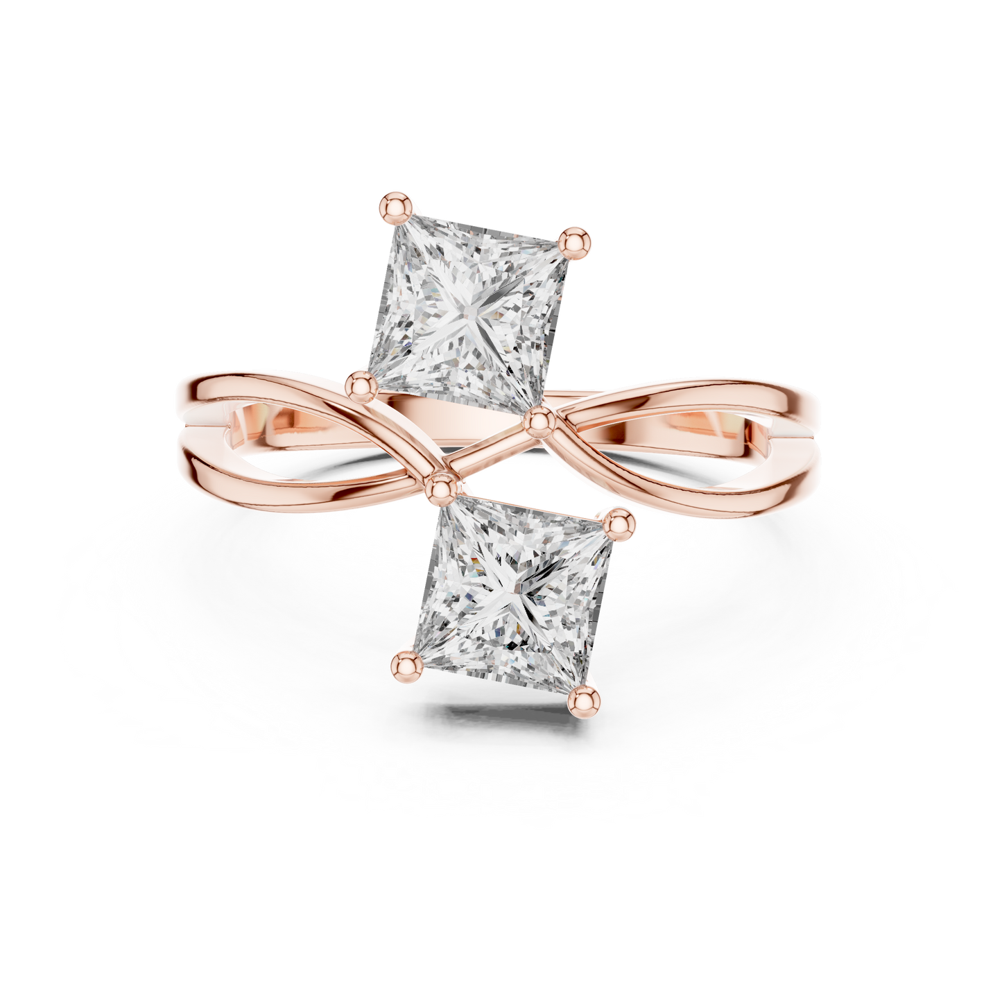 Anillo Toi et Moi Doble Corte Princesa 1.30ctw en Córdoba, España | Diamantes Creados en Laboratorio Color D Claridad VS | Oro 10K/18K, Plata y Platino (Tallas Disponibles 8-20)