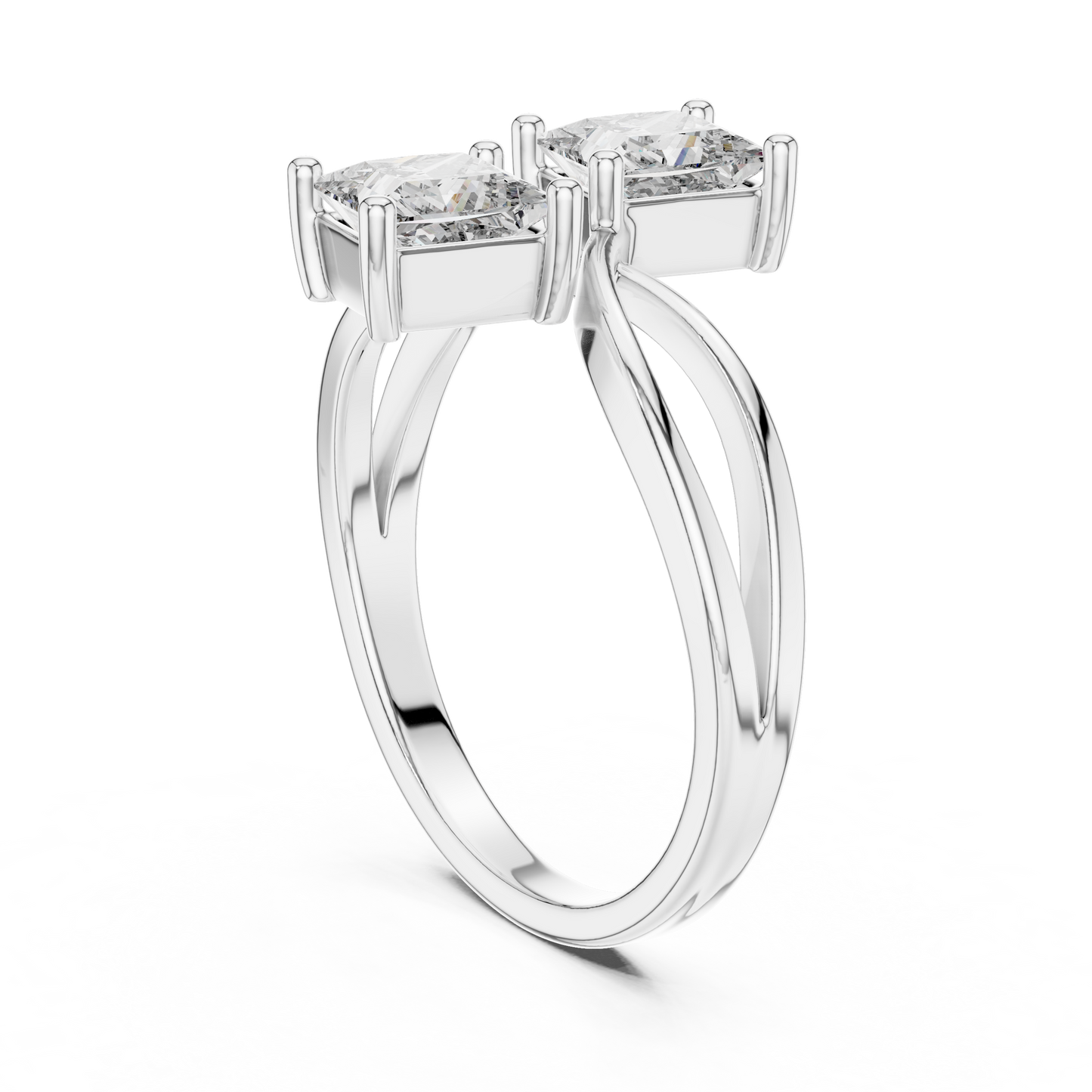 Anillo Toi et Moi Doble Corte Princesa 1.30ctw en Córdoba, España | Diamantes Creados en Laboratorio Color D Claridad VS | Oro 10K/18K, Plata y Platino (Tallas Disponibles 8-20)