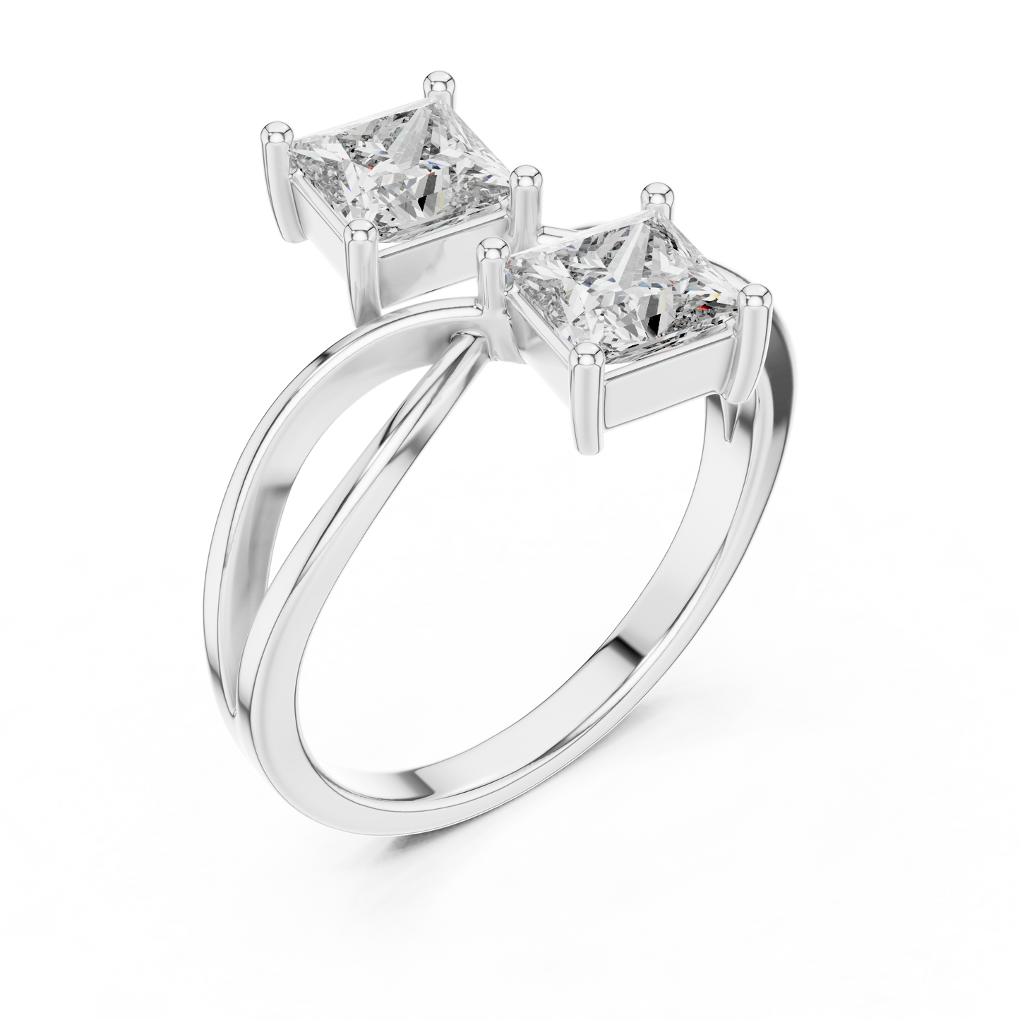 Anillo Toi et Moi Doble Corte Princesa 1.30ctw en Córdoba, España | Diamantes Creados en Laboratorio Color D Claridad VS | Oro 10K/18K, Plata y Platino (Tallas Disponibles 8-20)