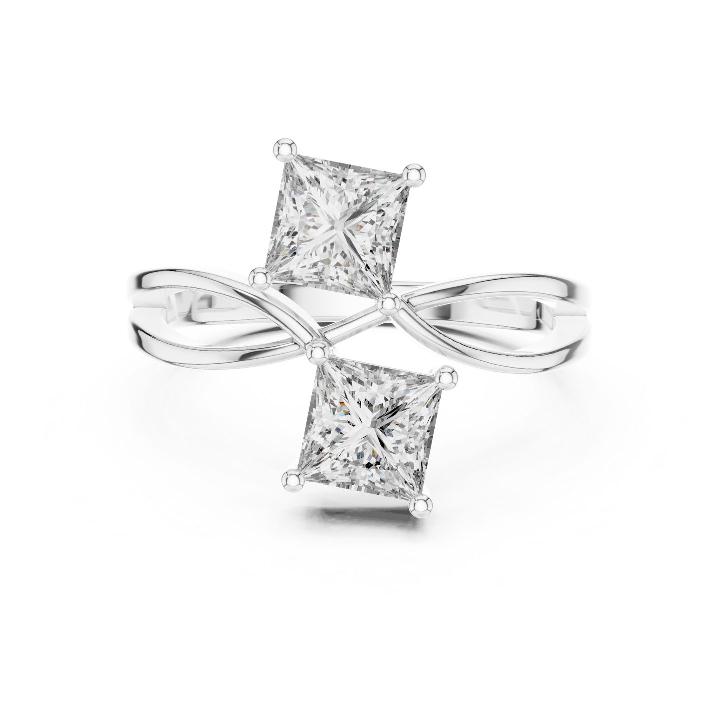 Anillo Toi et Moi Doble Corte Princesa 1.30ctw en Córdoba, España | Diamantes Creados en Laboratorio Color D Claridad VS | Oro 10K/18K, Plata y Platino (Tallas Disponibles 8-20)