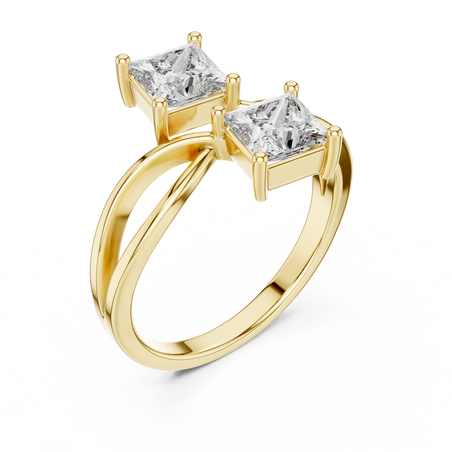 Anillo Toi et Moi Doble Corte Princesa 1.30ctw en Córdoba, España | Diamantes Creados en Laboratorio Color D Claridad VS | Oro 10K/18K, Plata y Platino (Tallas Disponibles 8-20)