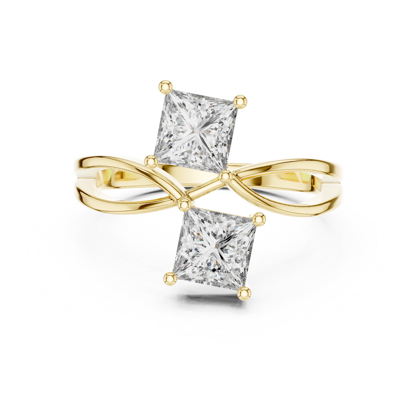 Anillo Toi et Moi Doble Corte Princesa 1.30ctw en Córdoba, España | Diamantes Creados en Laboratorio Color D Claridad VS | Oro 10K/18K, Plata y Platino (Tallas Disponibles 8-20)