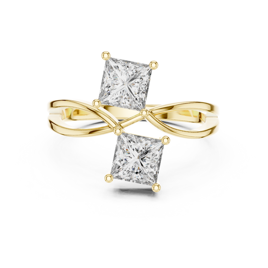 Anillo Toi et Moi Doble Corte Princesa 1.30ctw en Córdoba, España | Diamantes Creados en Laboratorio Color D Claridad VS | Oro 10K/18K, Plata y Platino (Tallas Disponibles 8-20)