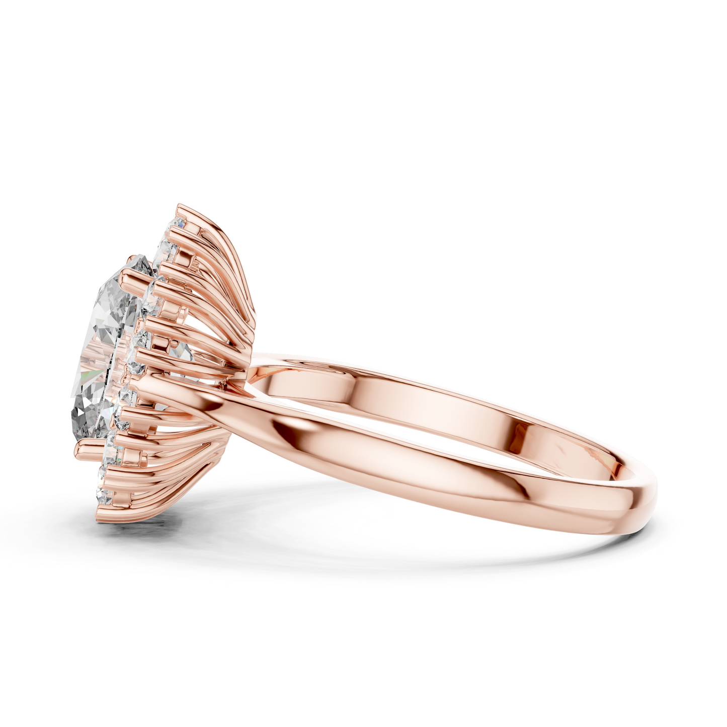 Anillo Halo Ovalado Sunburst 2.56ctw en Córdoba, España | Diamante Creado en Laboratorio Color D Claridad VS | Oro 10K/18K, Plata y Platino (Tallas Disponibles 8-20)