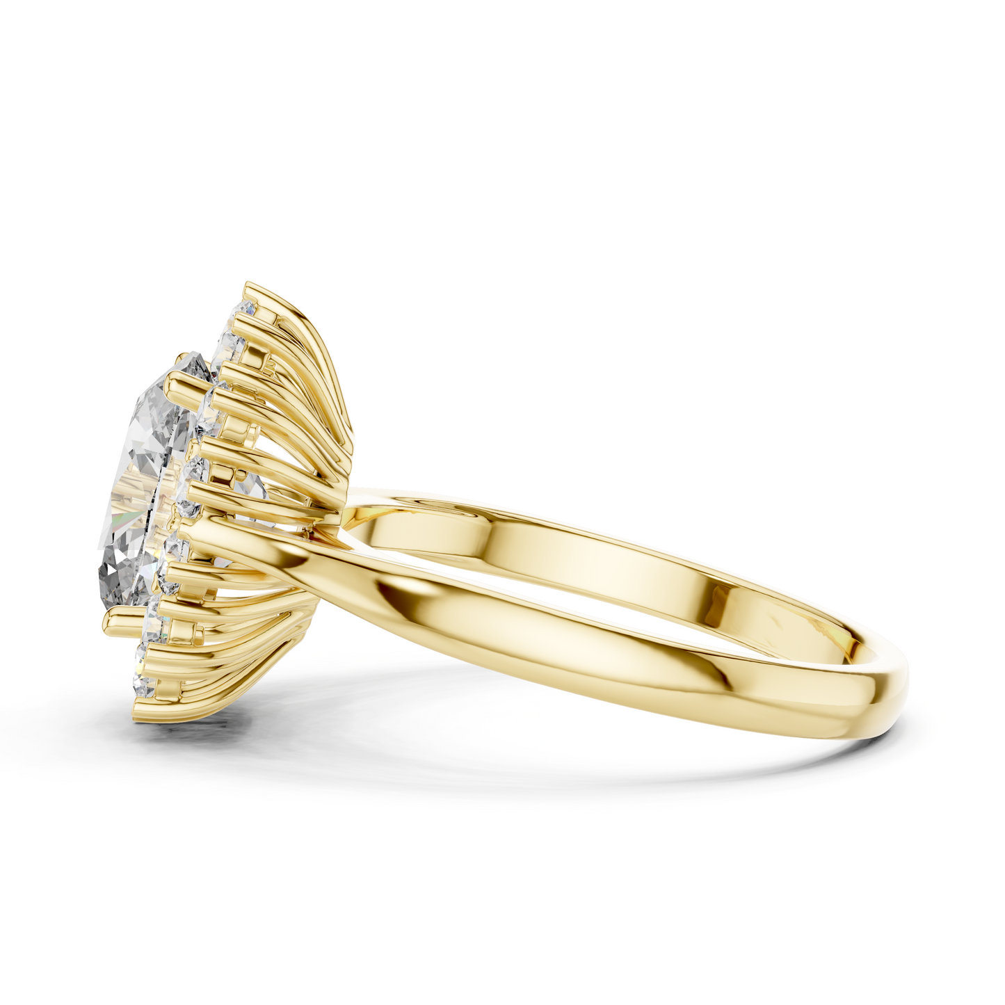 Anillo Halo Ovalado Sunburst 2.56ctw en Córdoba, España | Diamante Creado en Laboratorio Color D Claridad VS | Oro 10K/18K, Plata y Platino (Tallas Disponibles 8-20)