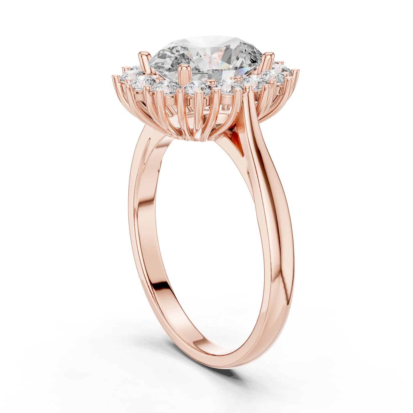 Anillo Halo Ovalado Sunburst 2.56ctw en Córdoba, España | Diamante Creado en Laboratorio Color D Claridad VS | Oro 10K/18K, Plata y Platino (Tallas Disponibles 8-20)