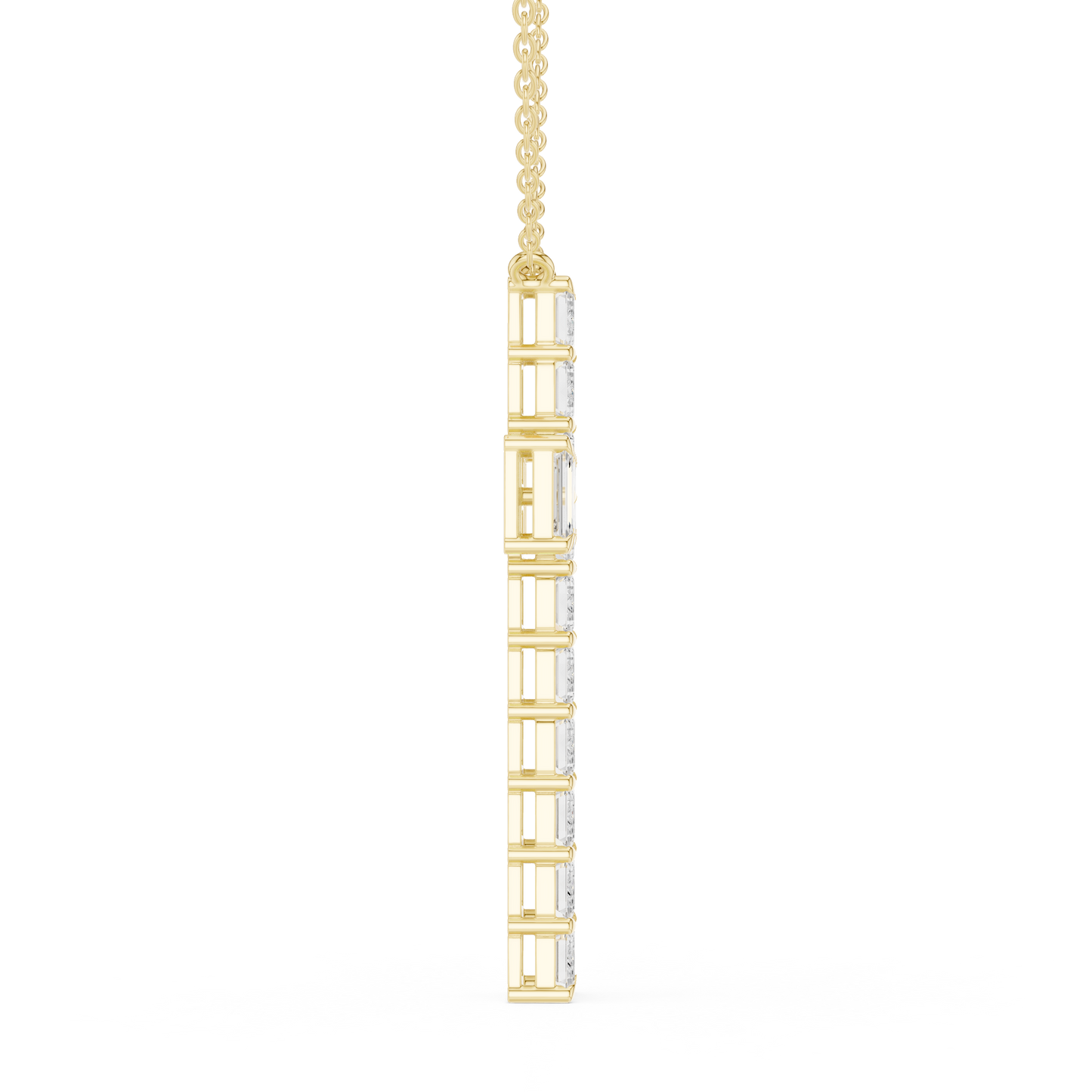 Colgante Cruz con Diamantes Corte Esmeralda 7.00ctw en Córdoba, España | Diamantes Creados en Laboratorio Color D Claridad VS | Oro 10K/18K, Plata y Platino (Disponible en Cadenas de 40cm, 45cm y 50cm)