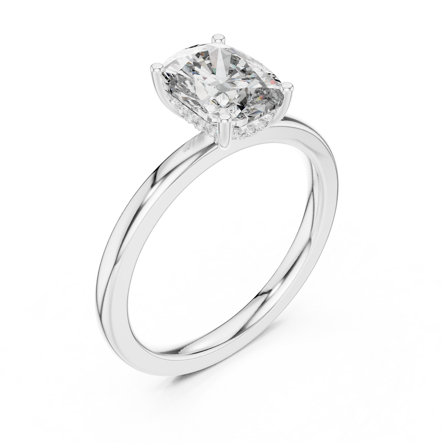 Anillo Solitario Corte Radiant 2.07ctw con Halo Oculto en Córdoba, España | Diamante Creado en Laboratorio Color D Claridad VS | Oro 10K/18K, Plata y Platino (Tallas Disponibles 8–20)