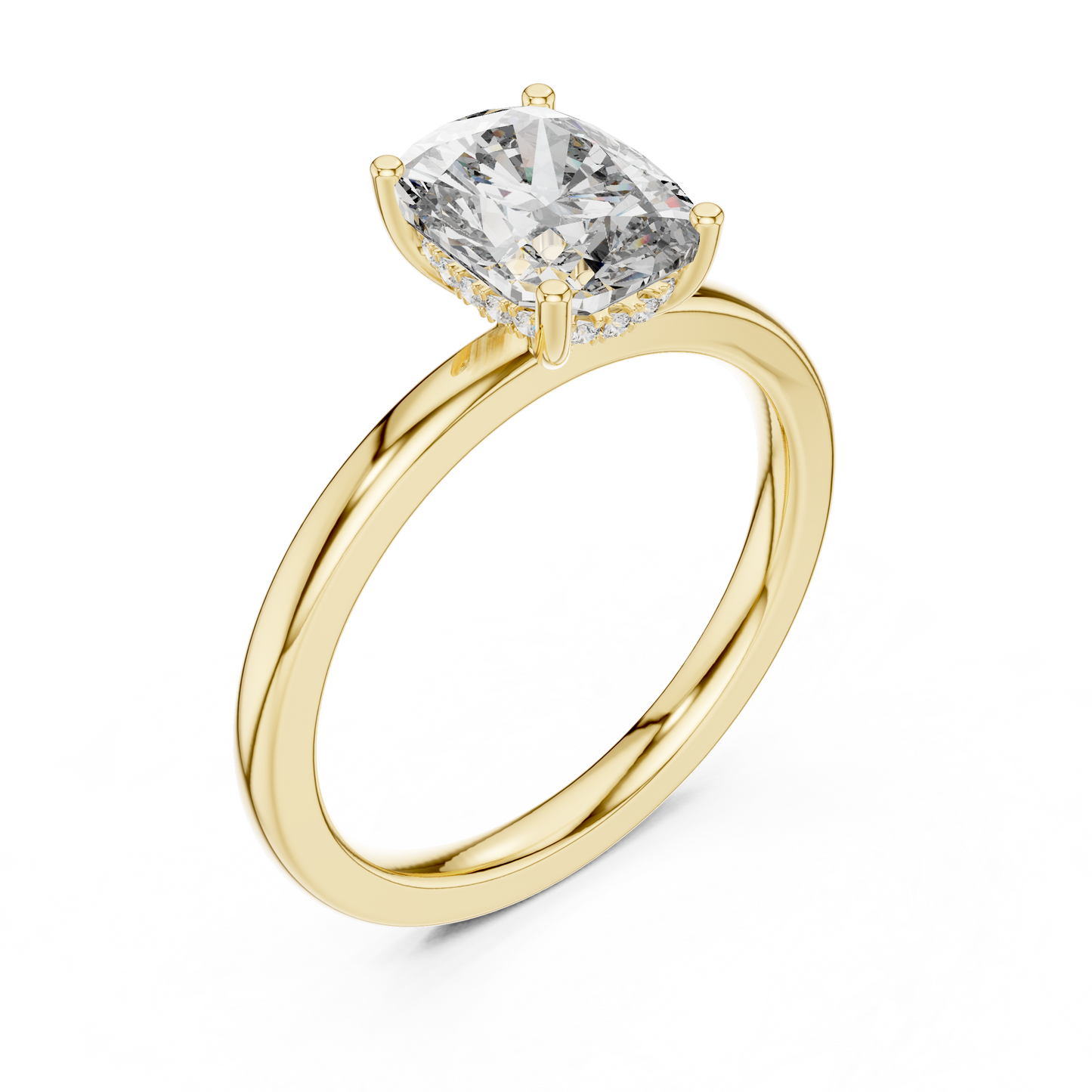 Anillo Solitario Corte Radiant 2.07ctw con Halo Oculto en Córdoba, España | Diamante Creado en Laboratorio Color D Claridad VS | Oro 10K/18K, Plata y Platino (Tallas Disponibles 8–20)