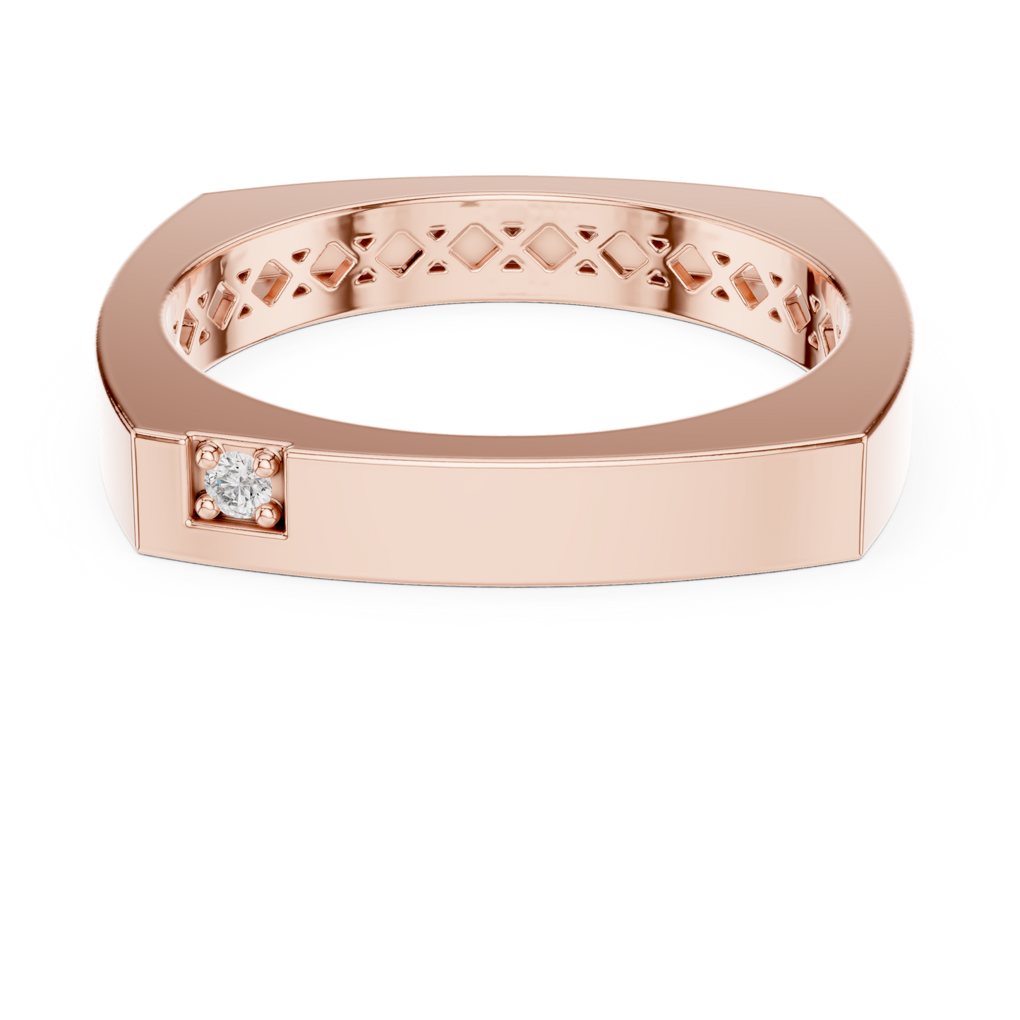 Anillo Minimalista Cuadrado con Solitario en Córdoba, España | Diamante Redondo Brillante de 1.70 mm Cultivado en Laboratorio | Oro 10K/18K, Plata y Platino (Tallas Disponibles 8–20)