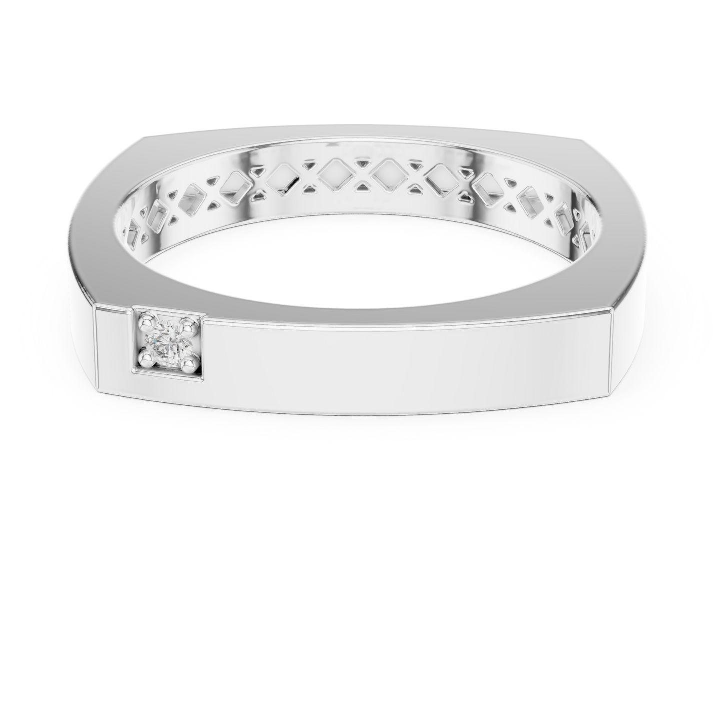 Anillo Minimalista Cuadrado con Solitario en Córdoba, España | Diamante Redondo Brillante de 1.70 mm Cultivado en Laboratorio | Oro 10K/18K, Plata y Platino (Tallas Disponibles 8–20)