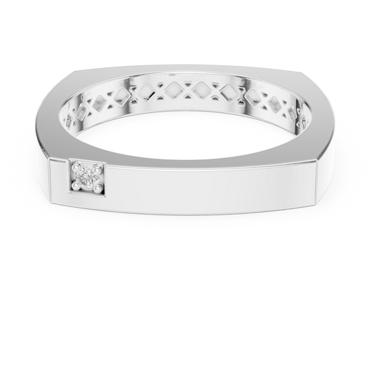 Anillo Minimalista Cuadrado con Solitario en Córdoba, España | Diamante Redondo Brillante de 1.70 mm Cultivado en Laboratorio | Oro 10K/18K, Plata y Platino (Tallas Disponibles 8–20)
