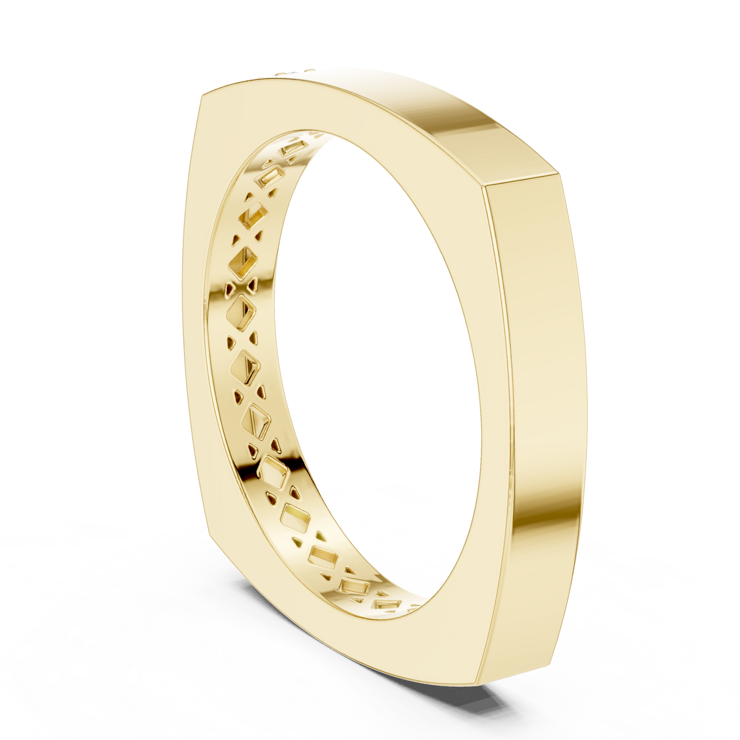 Anillo Minimalista Cuadrado con Solitario en Córdoba, España | Diamante Redondo Brillante de 1.70 mm Cultivado en Laboratorio | Oro 10K/18K, Plata y Platino (Tallas Disponibles 8–20)
