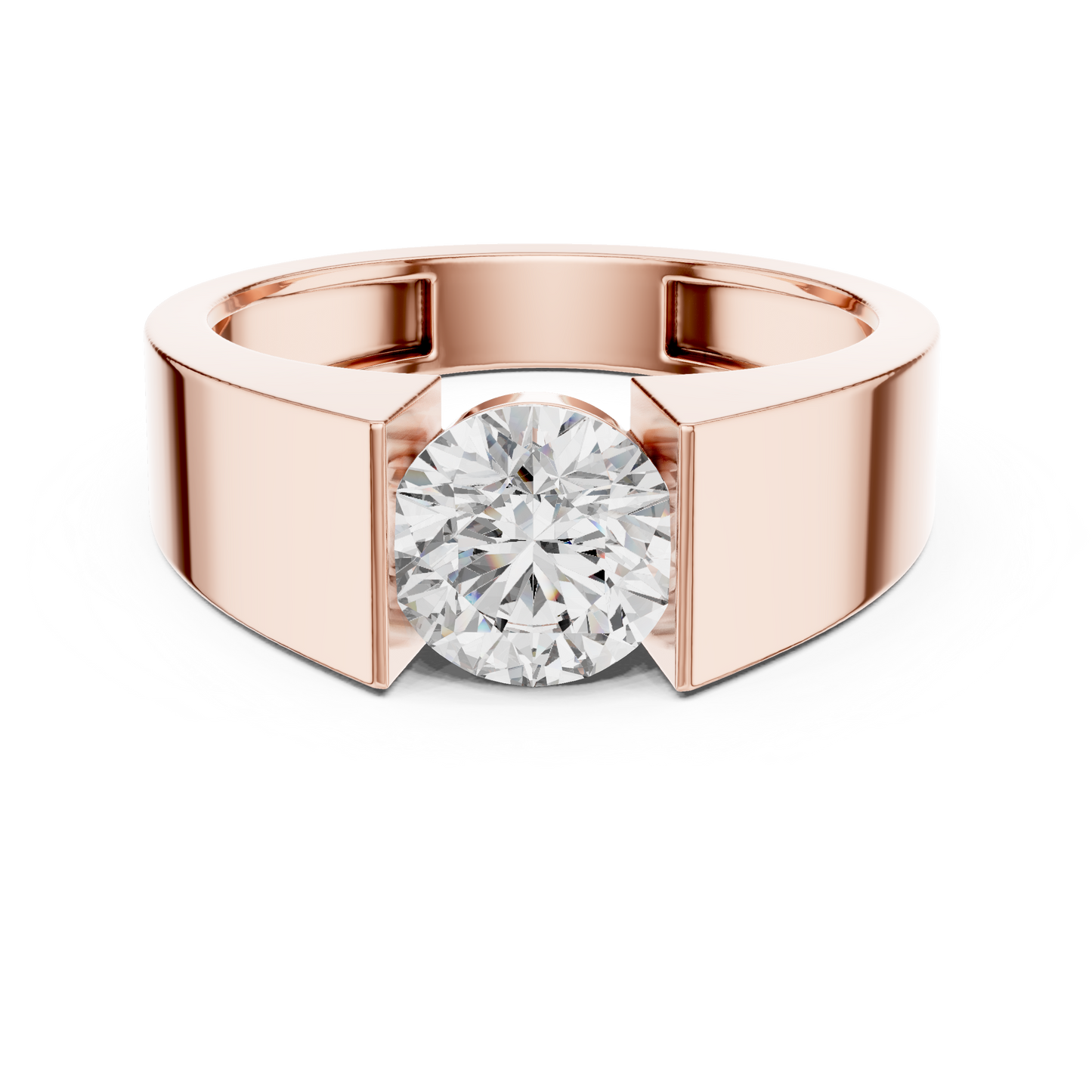 Anillo Solitario 1.50ct Redondo Brillante con Engaste Tipo Tensión en Córdoba, España | Aro Cónico Audaz | Diamante Cultivado en Laboratorio Color D Claridad VS | Oro 10K/18K, Plata y Platino (Tallas Disponibles 8–20)