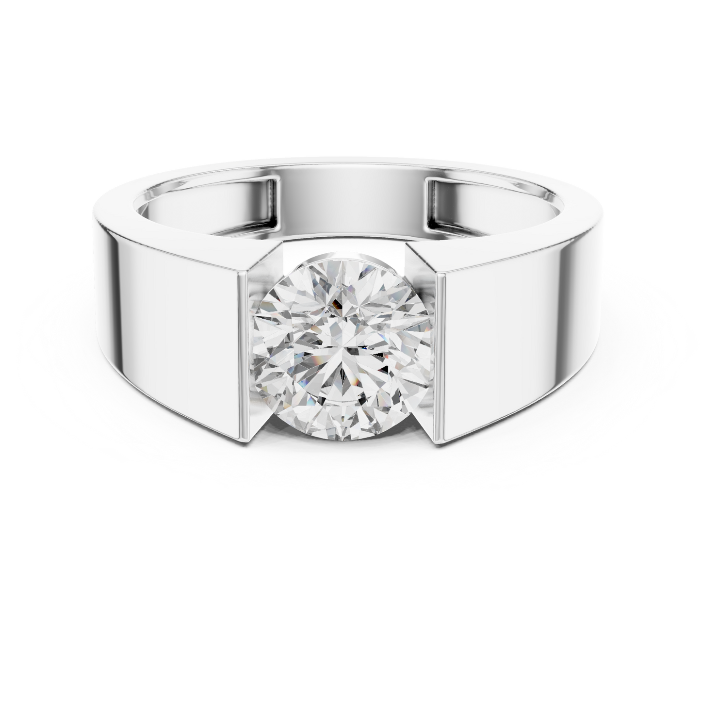 Anillo Solitario 1.50ct Redondo Brillante con Engaste Tipo Tensión en Córdoba, España | Aro Cónico Audaz | Diamante Cultivado en Laboratorio Color D Claridad VS | Oro 10K/18K, Plata y Platino (Tallas Disponibles 8–20)