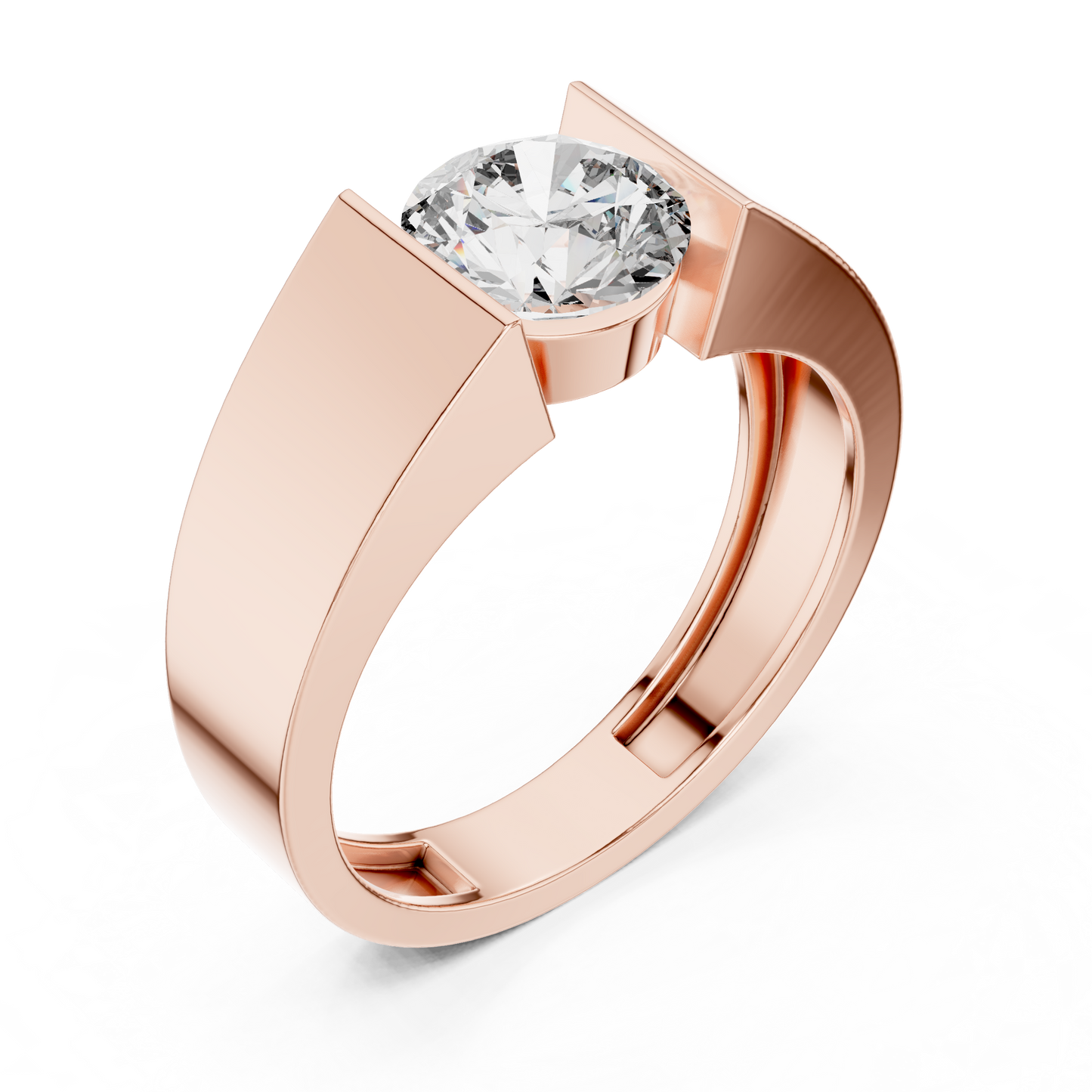 Anillo Solitario 1.50ct Redondo Brillante con Engaste Tipo Tensión en Córdoba, España | Aro Cónico Audaz | Diamante Cultivado en Laboratorio Color D Claridad VS | Oro 10K/18K, Plata y Platino (Tallas Disponibles 8–20)