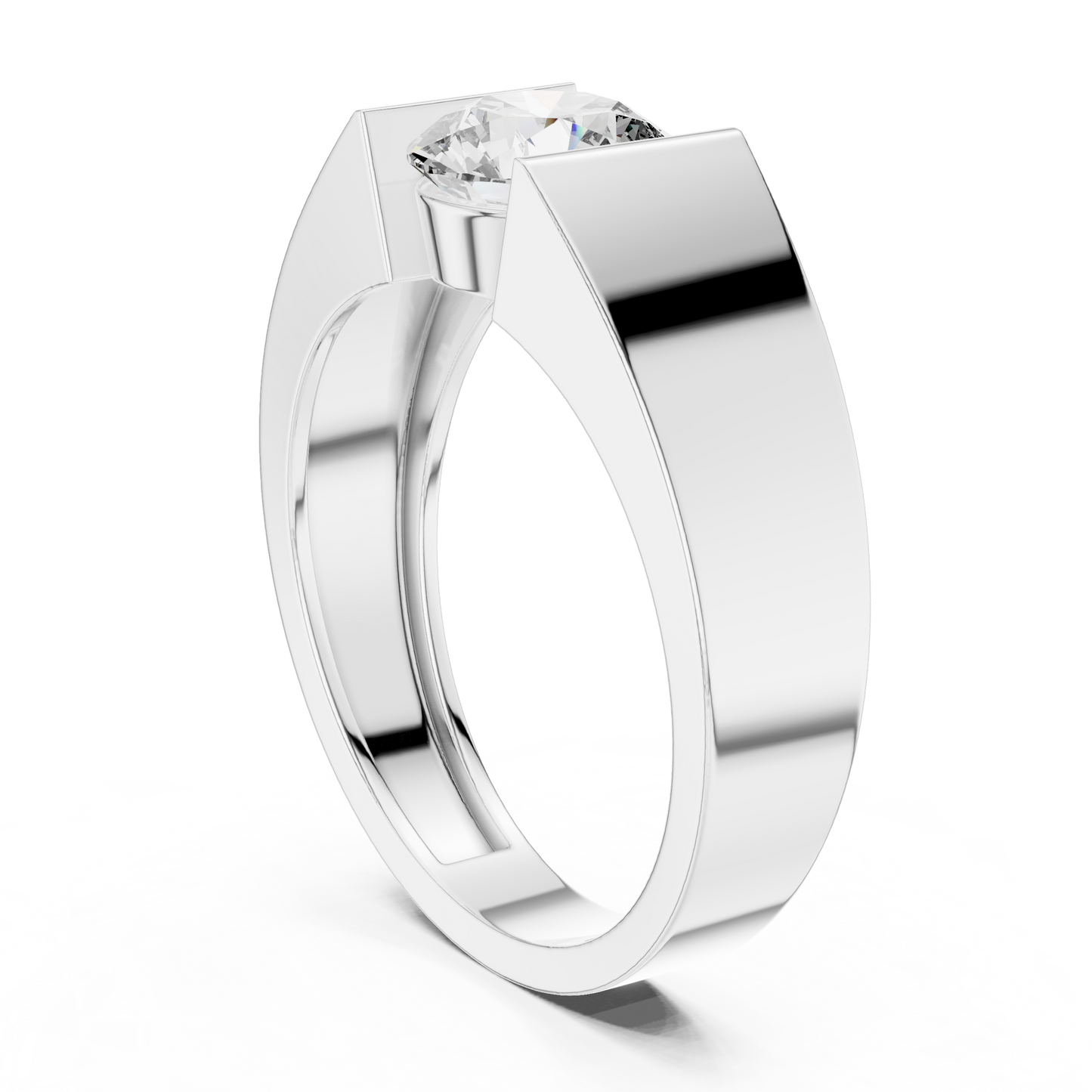 Anillo Solitario 1.50ct Redondo Brillante con Engaste Tipo Tensión en Córdoba, España | Aro Cónico Audaz | Diamante Cultivado en Laboratorio Color D Claridad VS | Oro 10K/18K, Plata y Platino (Tallas Disponibles 8–20)
