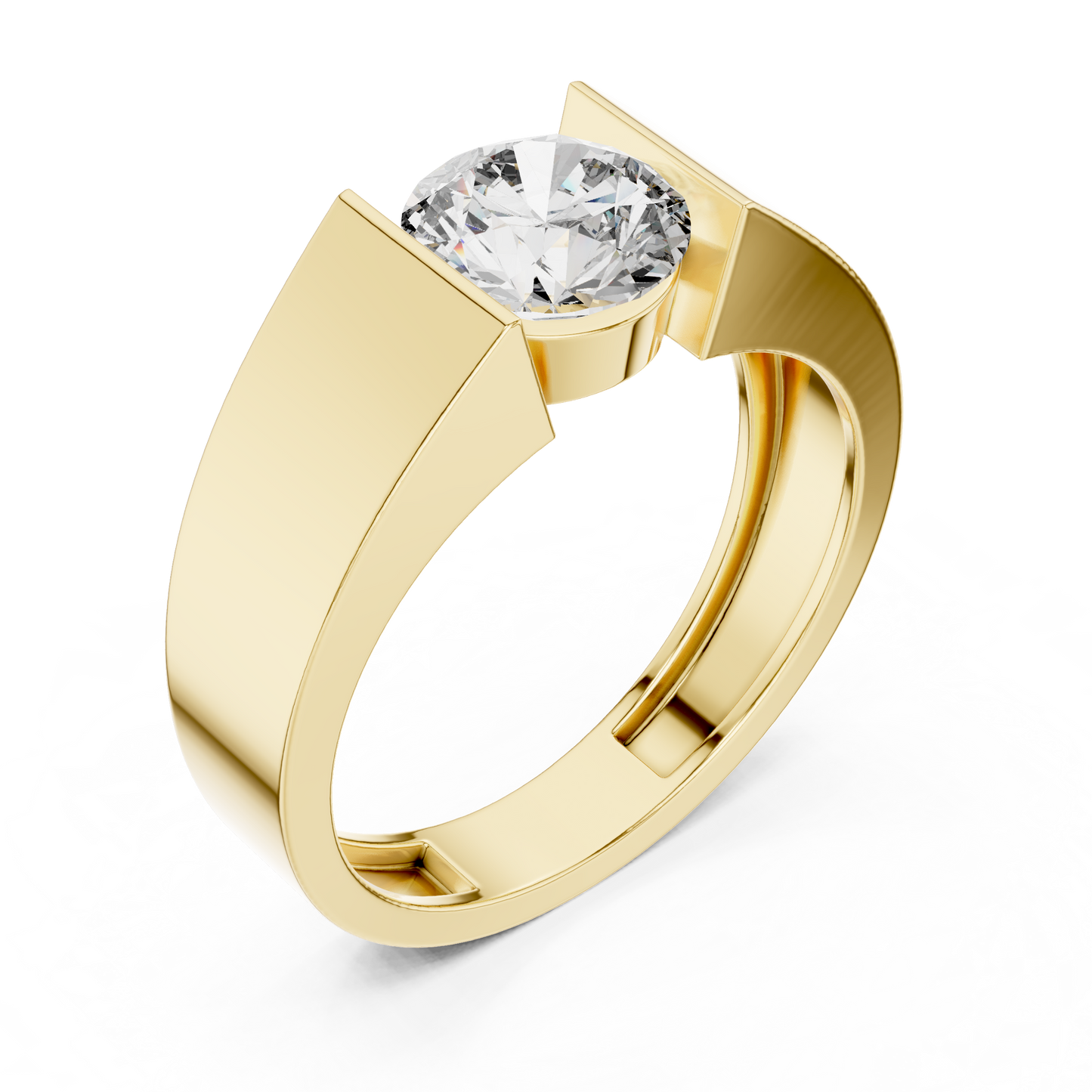 Anillo Solitario 1.50ct Redondo Brillante con Engaste Tipo Tensión en Córdoba, España | Aro Cónico Audaz | Diamante Cultivado en Laboratorio Color D Claridad VS | Oro 10K/18K, Plata y Platino (Tallas Disponibles 8–20)
