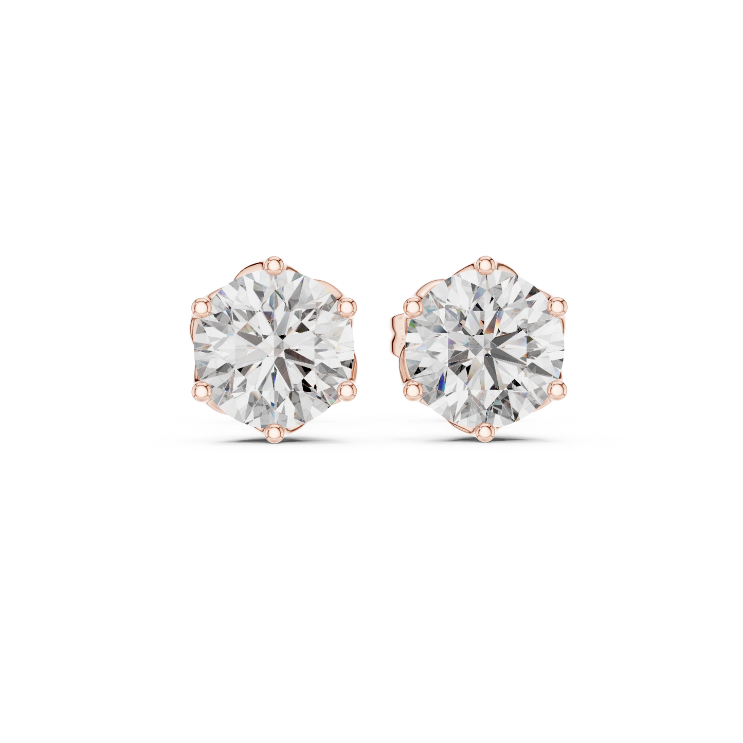 Pendientes Solitarios de Diamante Redondo Brillante 2.00ctw en Córdoba, España | Engaste Canasta Loto Intrincado | Diamantes Creados en Laboratorio Color D Claridad VS | Oro 10K/18K, Plata y Platino