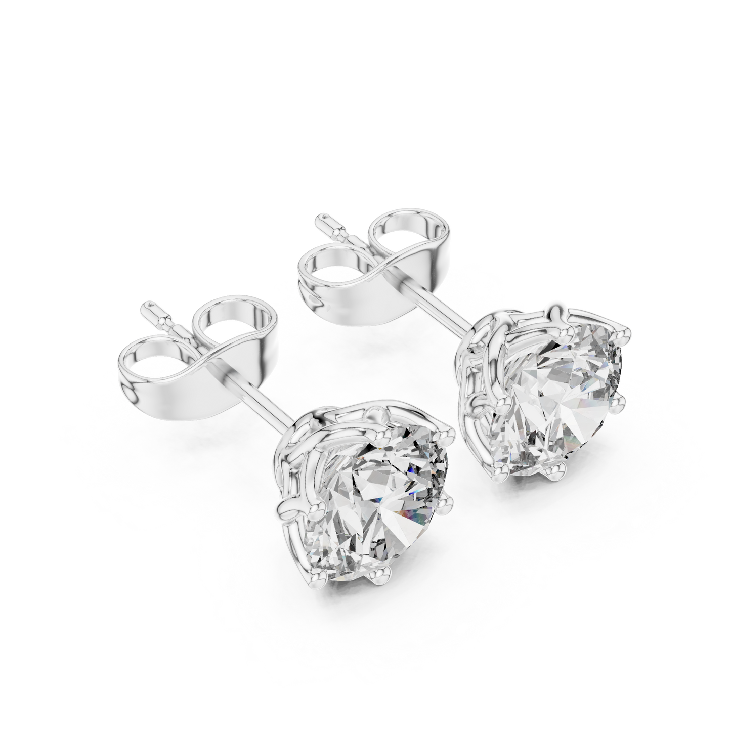 Pendientes Solitarios de Diamante Redondo Brillante 2.00ctw en Córdoba, España | Engaste Canasta Loto Intrincado | Diamantes Creados en Laboratorio Color D Claridad VS | Oro 10K/18K, Plata y Platino