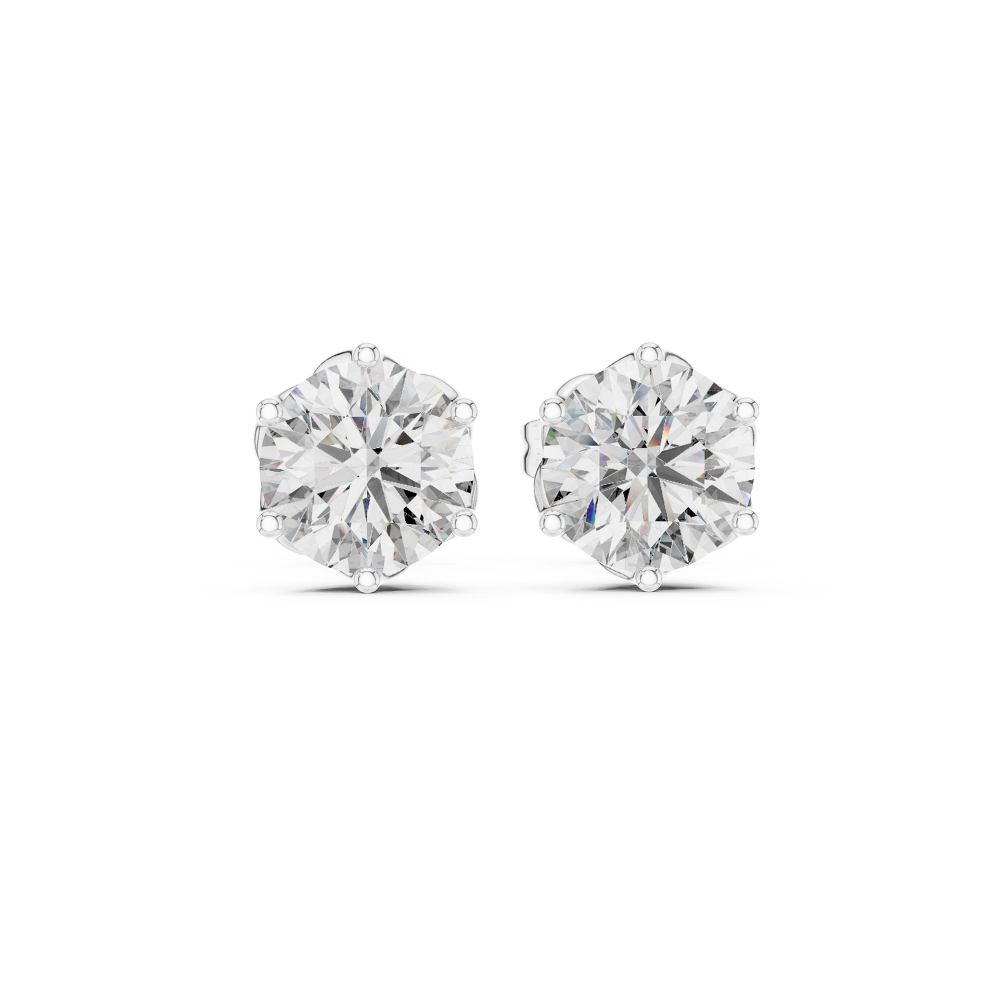 Pendientes Solitarios de Diamante Redondo Brillante 2.00ctw en Córdoba, España | Engaste Canasta Loto Intrincado | Diamantes Creados en Laboratorio Color D Claridad VS | Oro 10K/18K, Plata y Platino