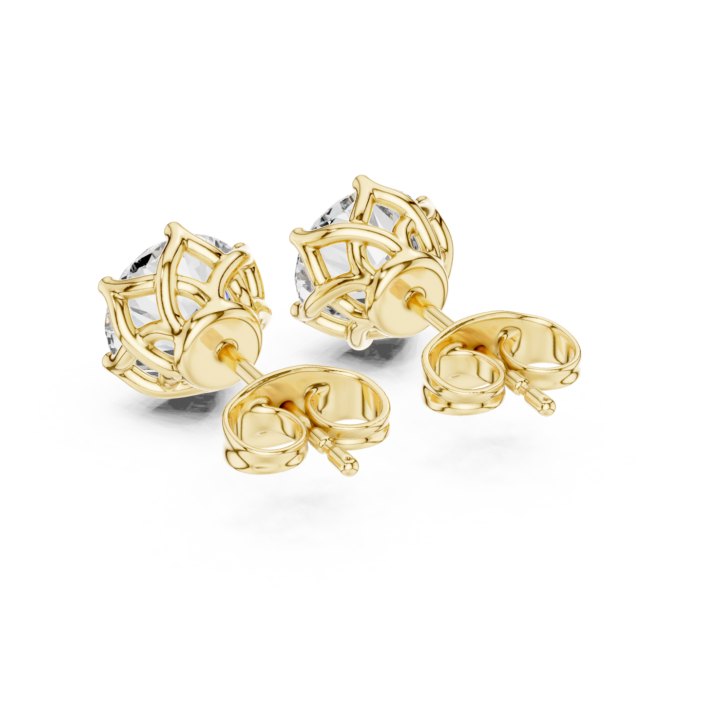 Pendientes Solitarios de Diamante Redondo Brillante 2.00ctw en Córdoba, España | Engaste Canasta Loto Intrincado | Diamantes Creados en Laboratorio Color D Claridad VS | Oro 10K/18K, Plata y Platino