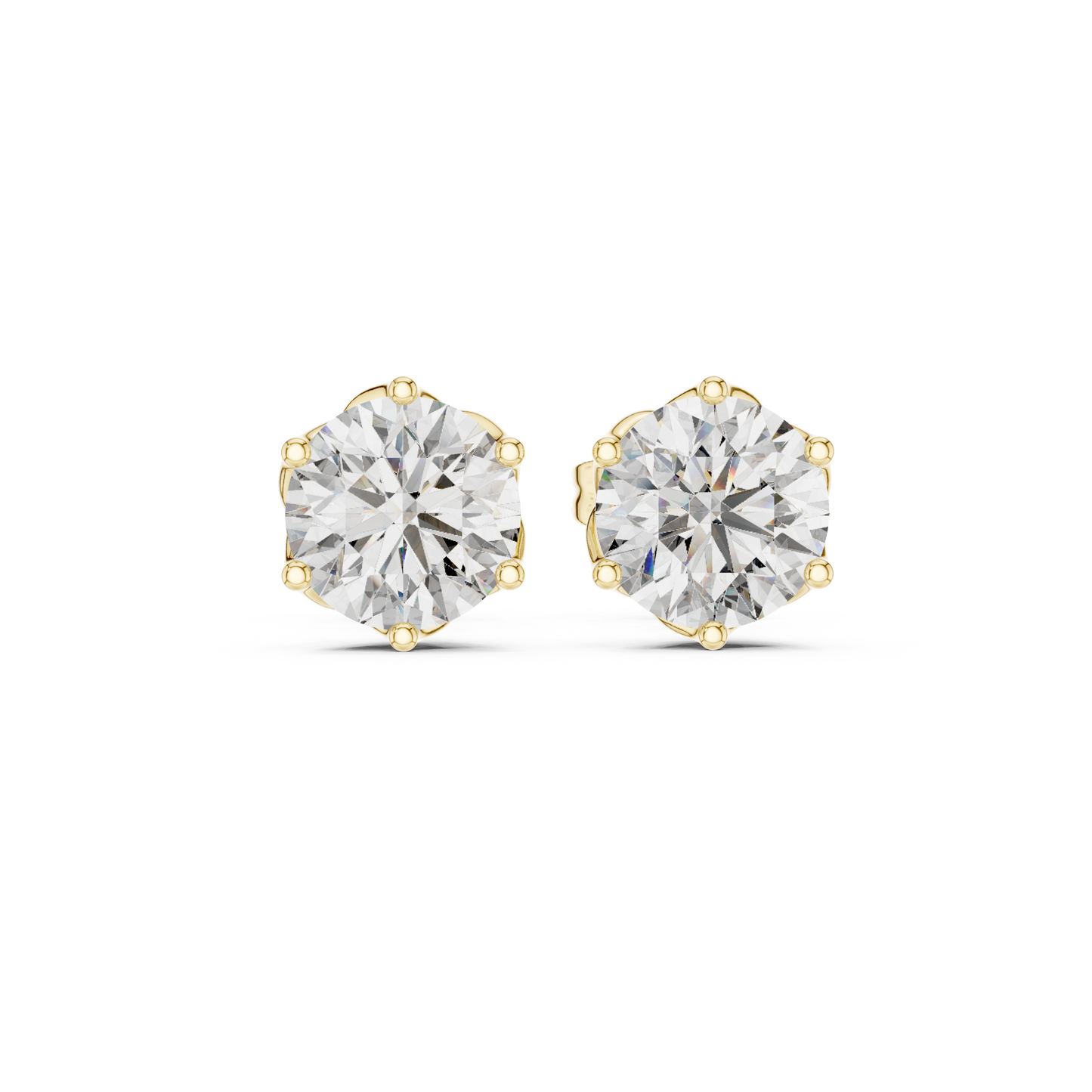 Pendientes Solitarios de Diamante Redondo Brillante 2.00ctw en Córdoba, España | Engaste Canasta Loto Intrincado | Diamantes Creados en Laboratorio Color D Claridad VS | Oro 10K/18K, Plata y Platino
