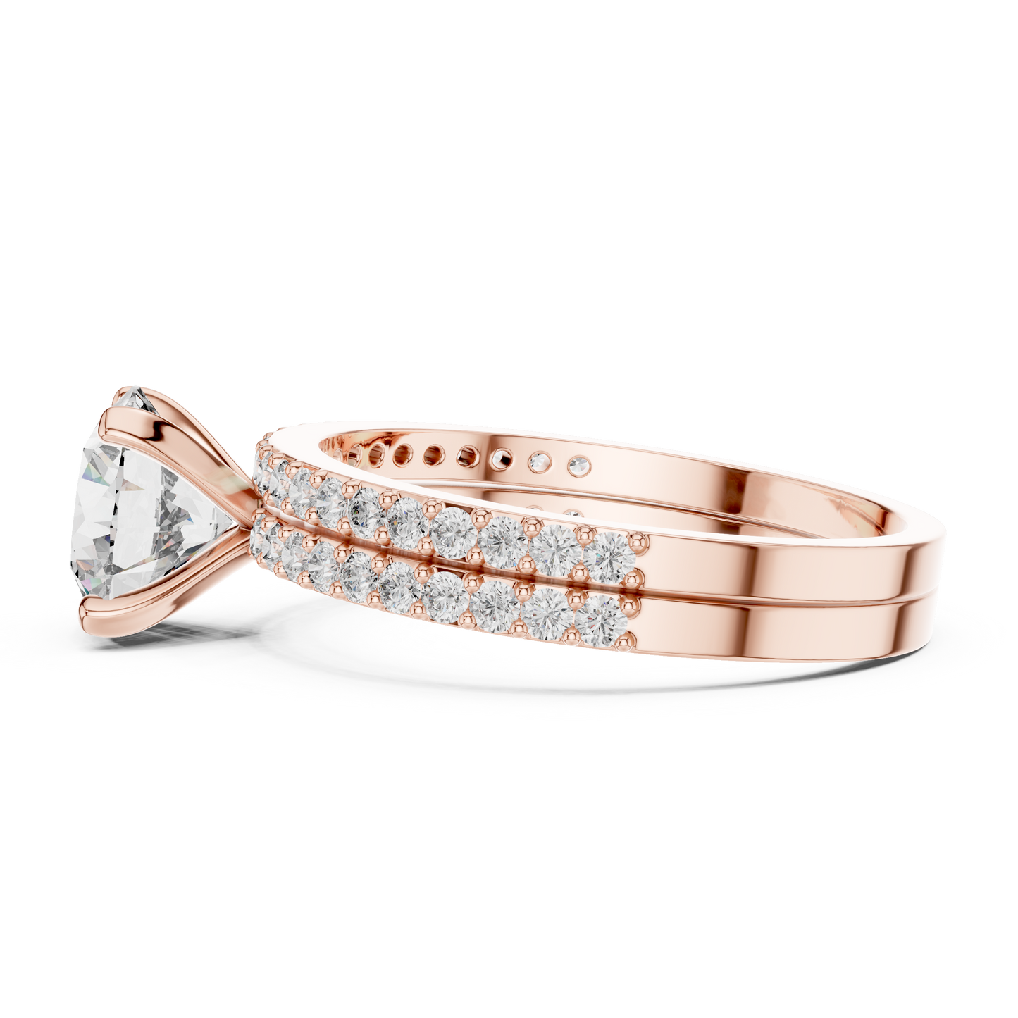 Anillo Solitario con Doble Fila de Pavé 1.87ctw en Córdoba, España | Diamante Creado en Laboratorio Color D Claridad VS | Oro 10K/18K, Plata y Platino (Tallas Disponibles 8-20)