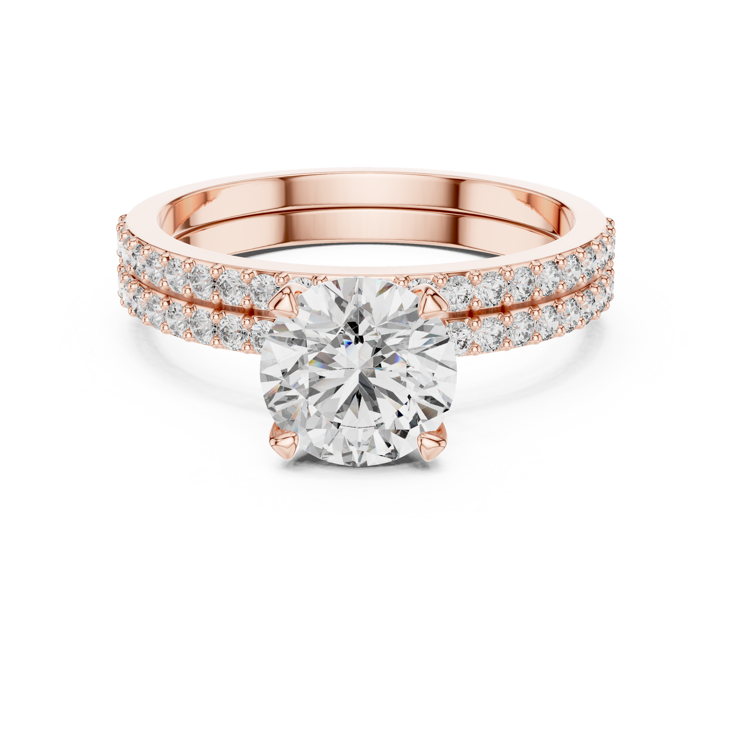 Anillo Solitario con Doble Fila de Pavé 1.87ctw en Córdoba, España | Diamante Creado en Laboratorio Color D Claridad VS | Oro 10K/18K, Plata y Platino (Tallas Disponibles 8-20)