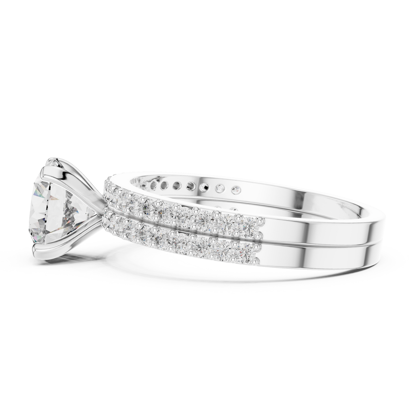Anillo Solitario con Doble Fila de Pavé 1.87ctw en Córdoba, España | Diamante Creado en Laboratorio Color D Claridad VS | Oro 10K/18K, Plata y Platino (Tallas Disponibles 8-20)
