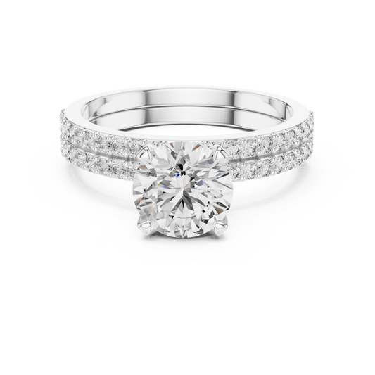 Anillo Solitario con Doble Fila de Pavé 1.87ctw en Córdoba, España | Diamante Creado en Laboratorio Color D Claridad VS | Oro 10K/18K, Plata y Platino (Tallas Disponibles 8-20)