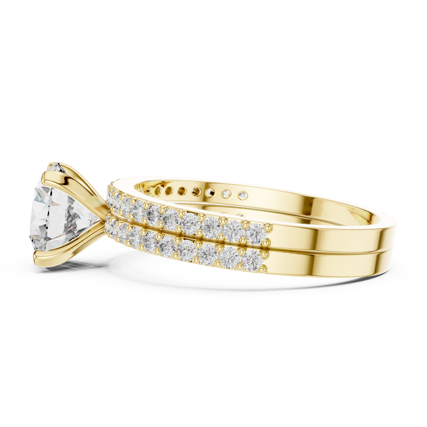 Anillo Solitario con Doble Fila de Pavé 1.87ctw en Córdoba, España | Diamante Creado en Laboratorio Color D Claridad VS | Oro 10K/18K, Plata y Platino (Tallas Disponibles 8-20)