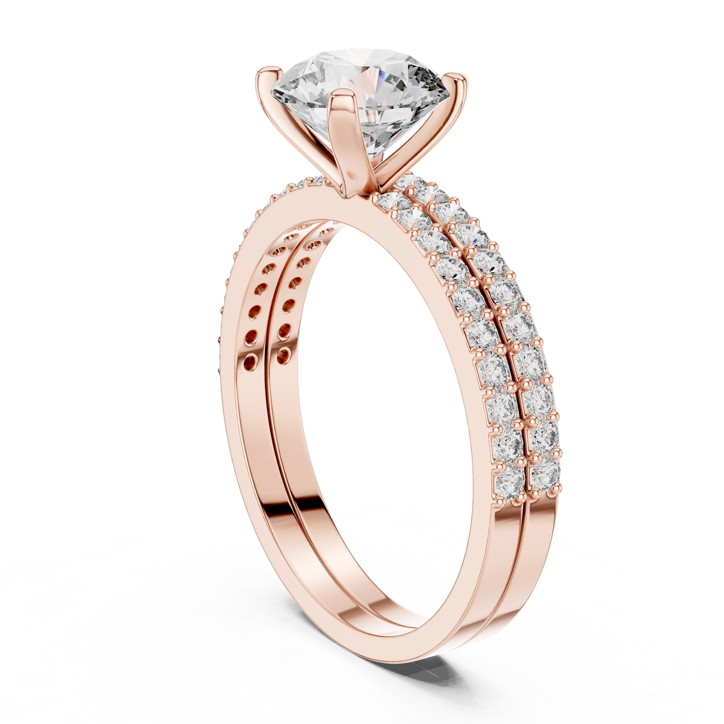 Anillo Solitario con Doble Fila de Pavé 1.87ctw en Córdoba, España | Diamante Creado en Laboratorio Color D Claridad VS | Oro 10K/18K, Plata y Platino (Tallas Disponibles 8-20)