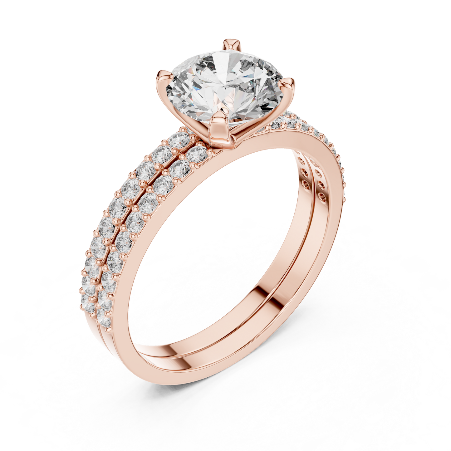 Anillo Solitario con Doble Fila de Pavé 1.87ctw en Córdoba, España | Diamante Creado en Laboratorio Color D Claridad VS | Oro 10K/18K, Plata y Platino (Tallas Disponibles 8-20)