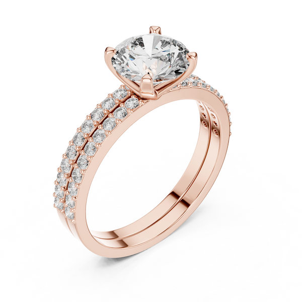 Anillo Solitario con Doble Fila de Pavé 1.87ctw | Diamante Creado en Laboratorio Color D Claridad VS | Oro 10K/18K, Plata y Platino (Tallas Disponibles 8-20)