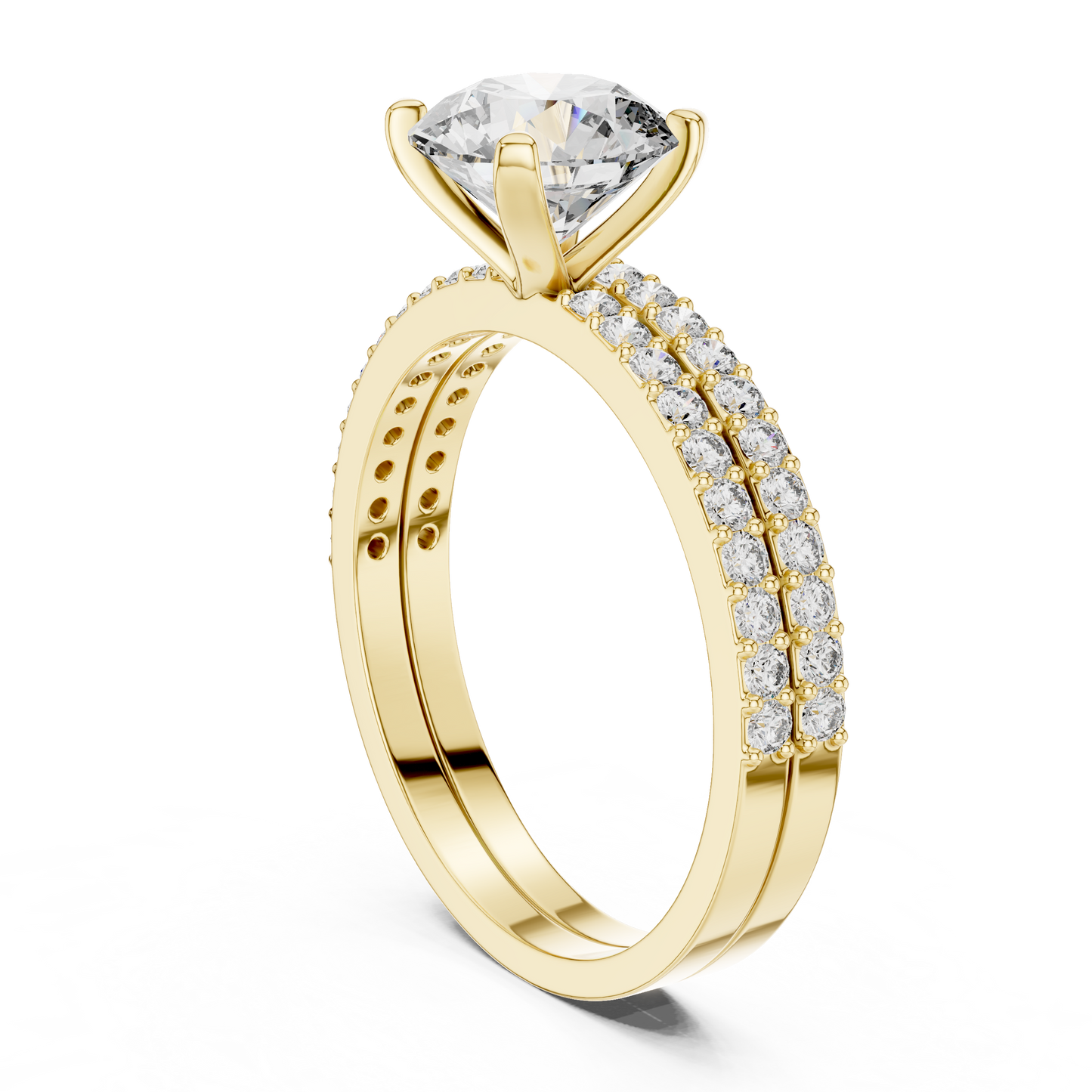 Anillo Solitario con Doble Fila de Pavé 1.87ctw en Córdoba, España | Diamante Creado en Laboratorio Color D Claridad VS | Oro 10K/18K, Plata y Platino (Tallas Disponibles 8-20)