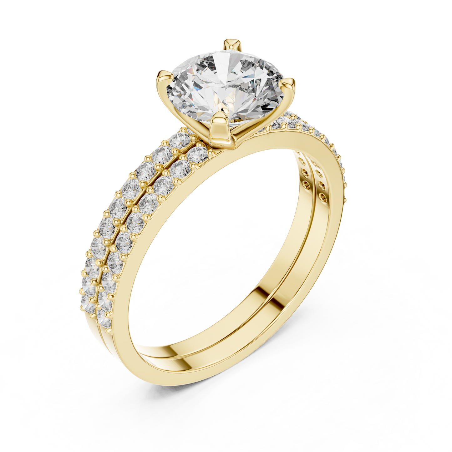 Anillo Solitario con Doble Fila de Pavé 1.87ctw en Córdoba, España | Diamante Creado en Laboratorio Color D Claridad VS | Oro 10K/18K, Plata y Platino (Tallas Disponibles 8-20)